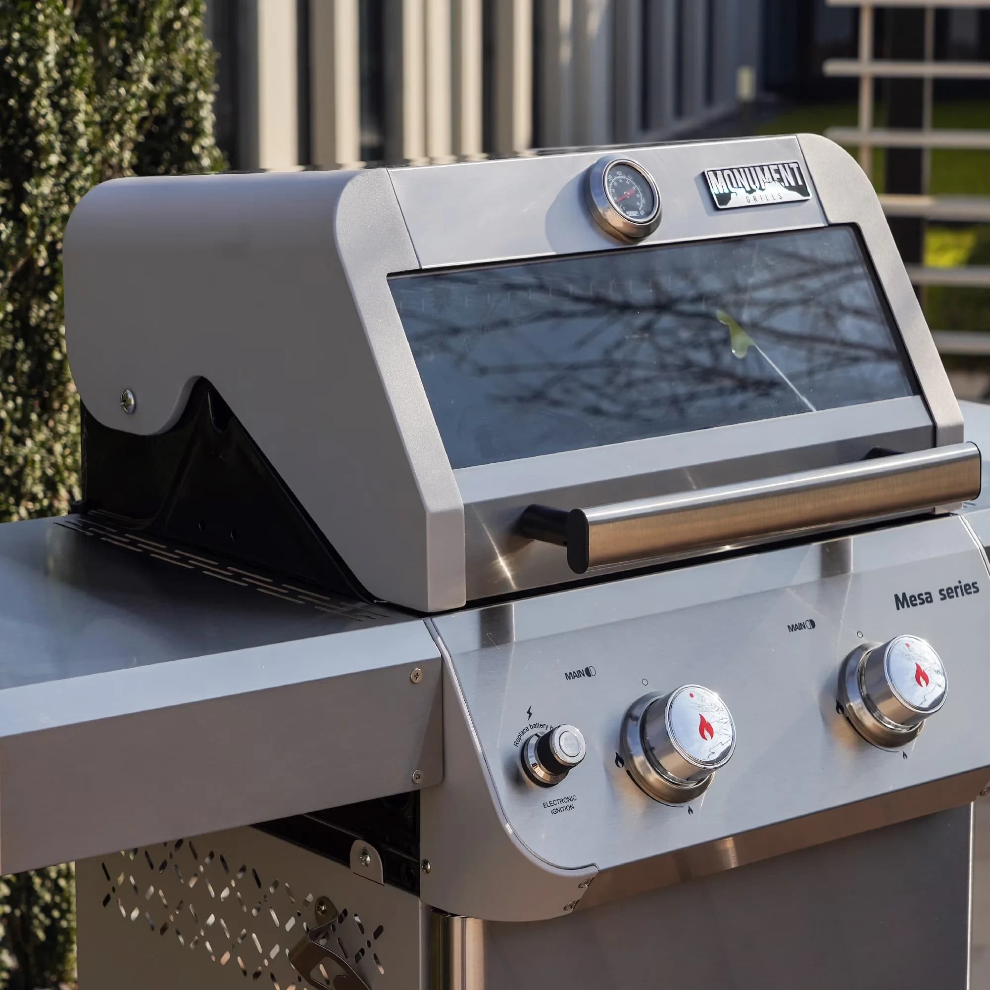 Premium Gas Grill with LED, Grease Pan, Enclosed Cabinet - Stainless Steel Silver Model 779ED4