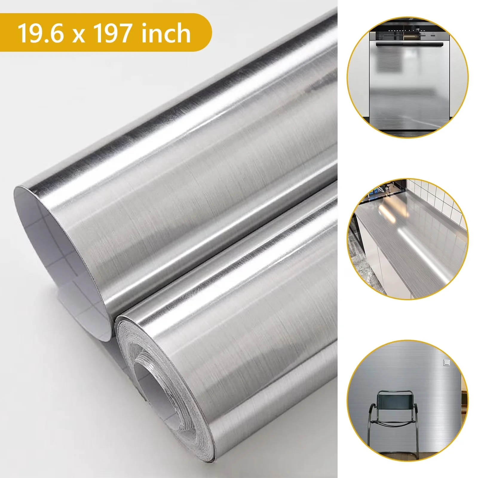 Wallpaper Classic with Easy To Clean, Removable - Silver Pvc 6 x 197 for Everyday Use Model 681939