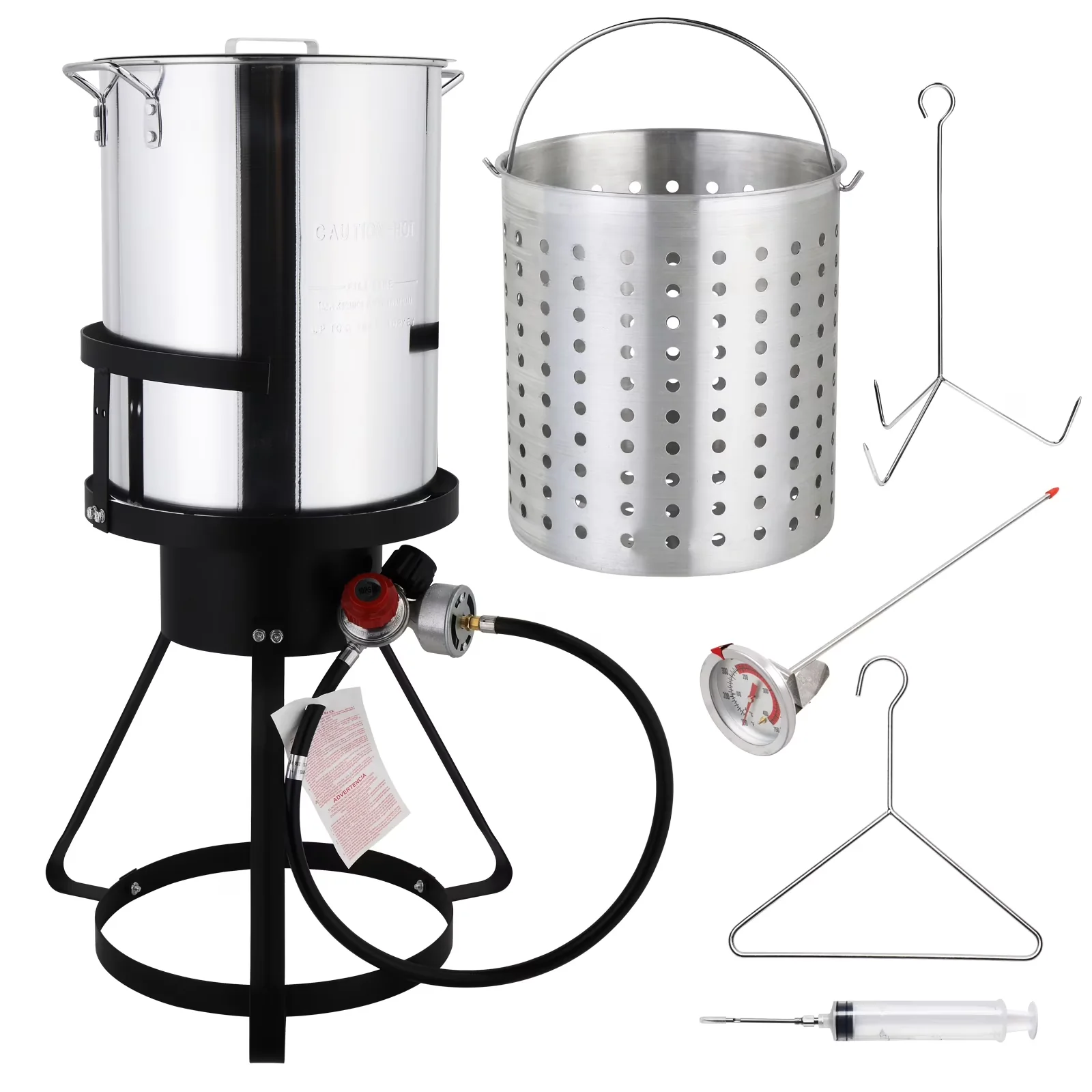 Quality Outdoor Fryer with 55000 BTU, 30QT Turkey Deep Pot Set Aluminum Deep - Aluminum Silver Model B15871