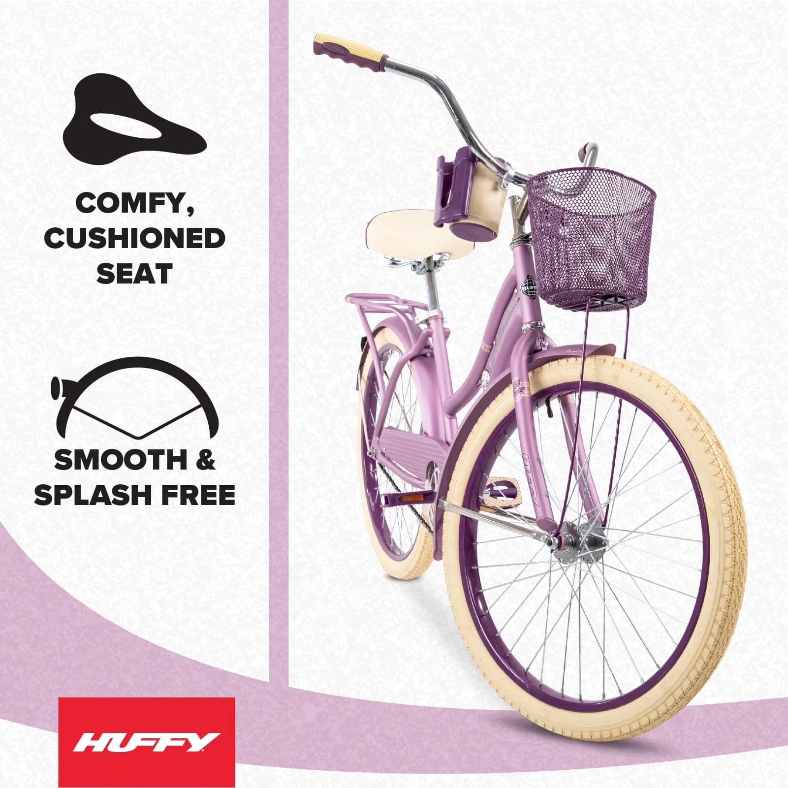 Reliable Cruiser Bike with Adjustable Seat Height, Adjustable Seat, Fits Riders 58”-70” - Purple Model CE624F