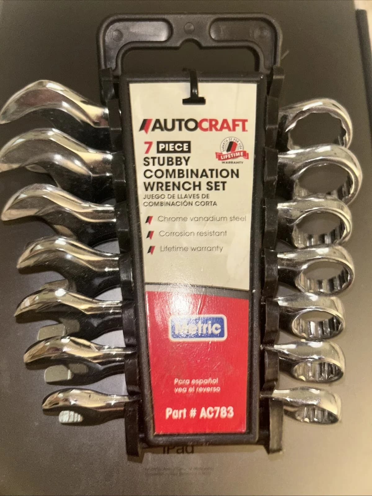 Versatile Hand Tool Set with 7 Piece Metric Stubby Combination Wrench - Sleek Profile Model 3CF554