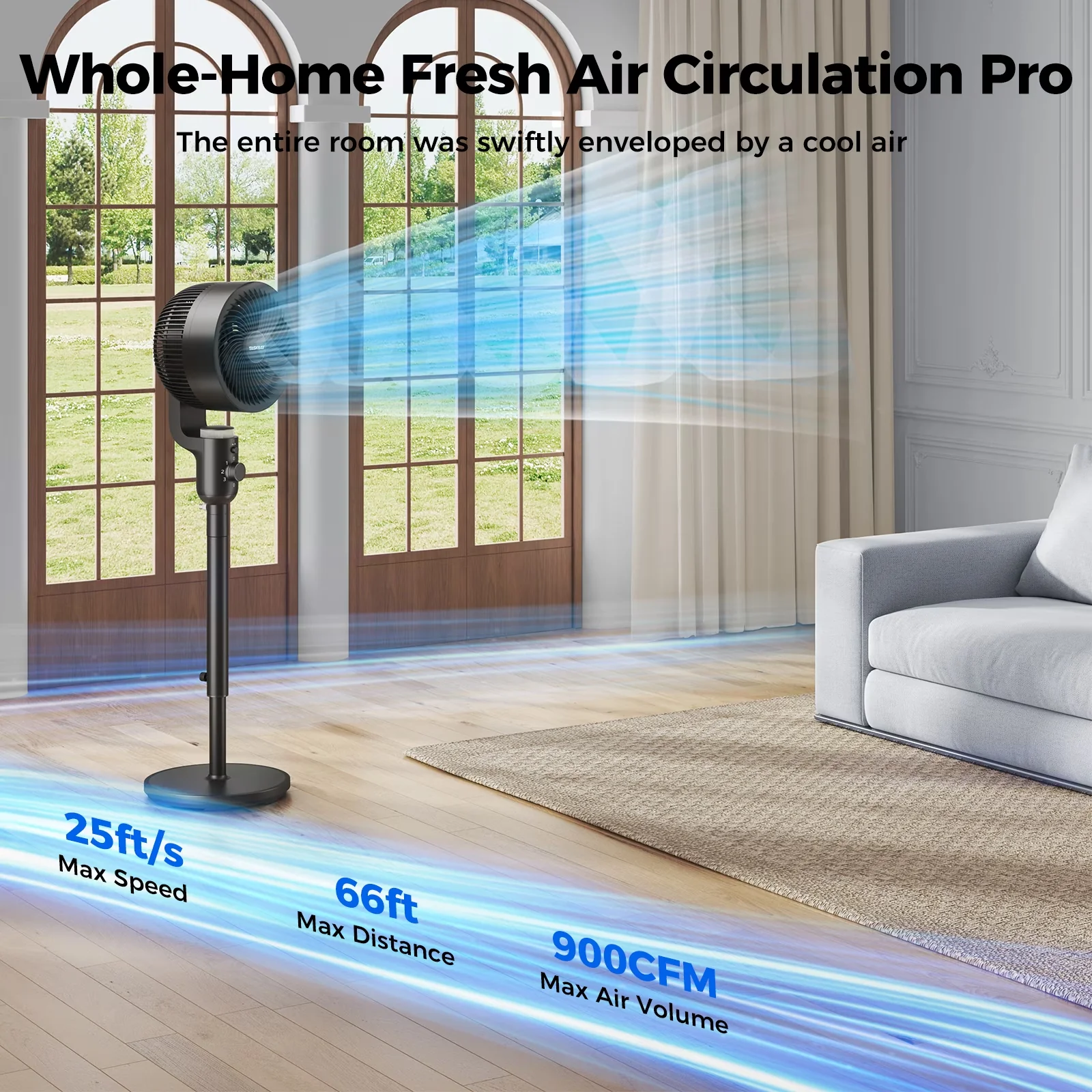 Durable Fans In Cooling with Adjustable Height, Fan - Pp Plastic Black for Home Office, Bedroom Model EDE9B1