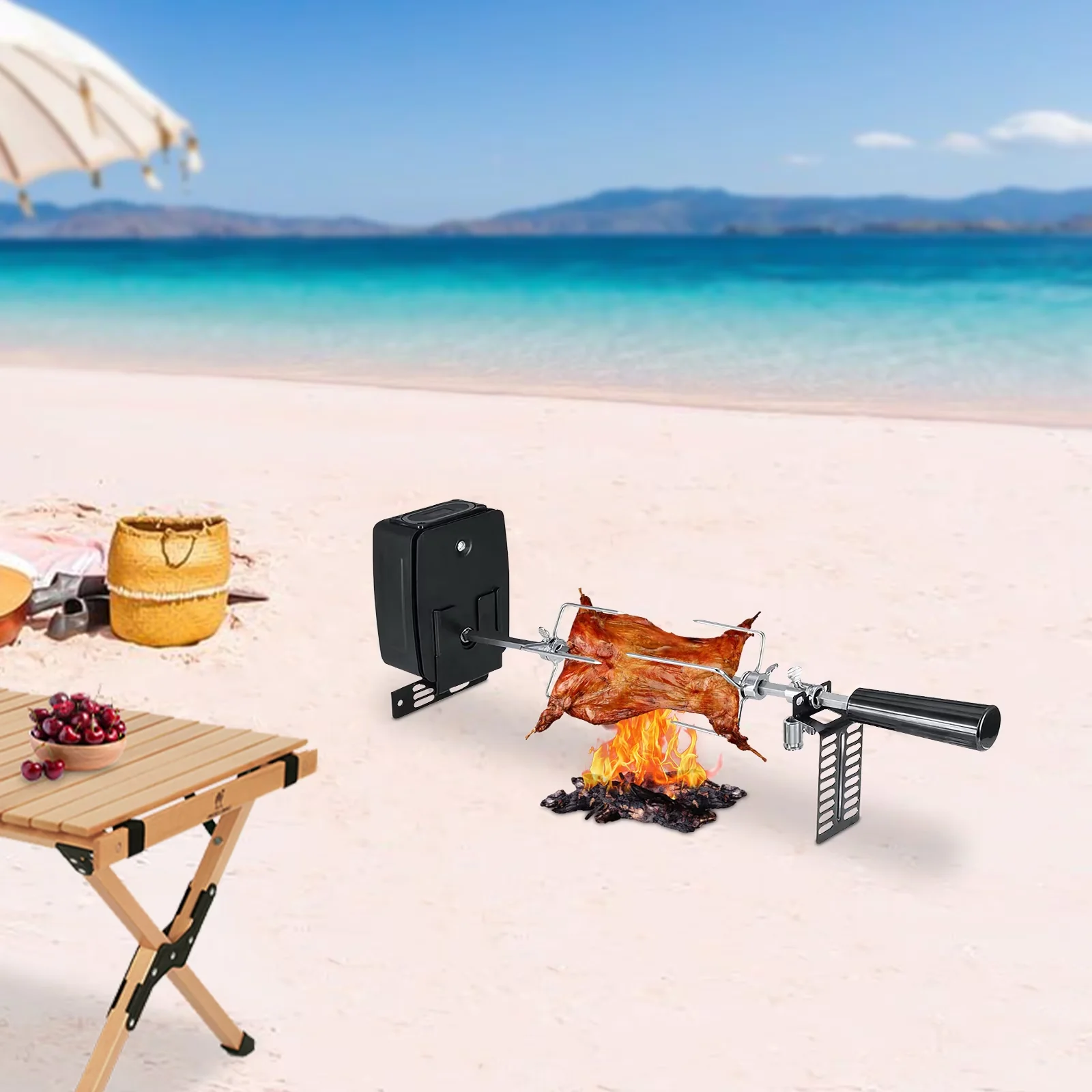 Professional Combo Grill with Electric Barbecue Rack - 2-3RPM - Space-Saving Design Model C75344