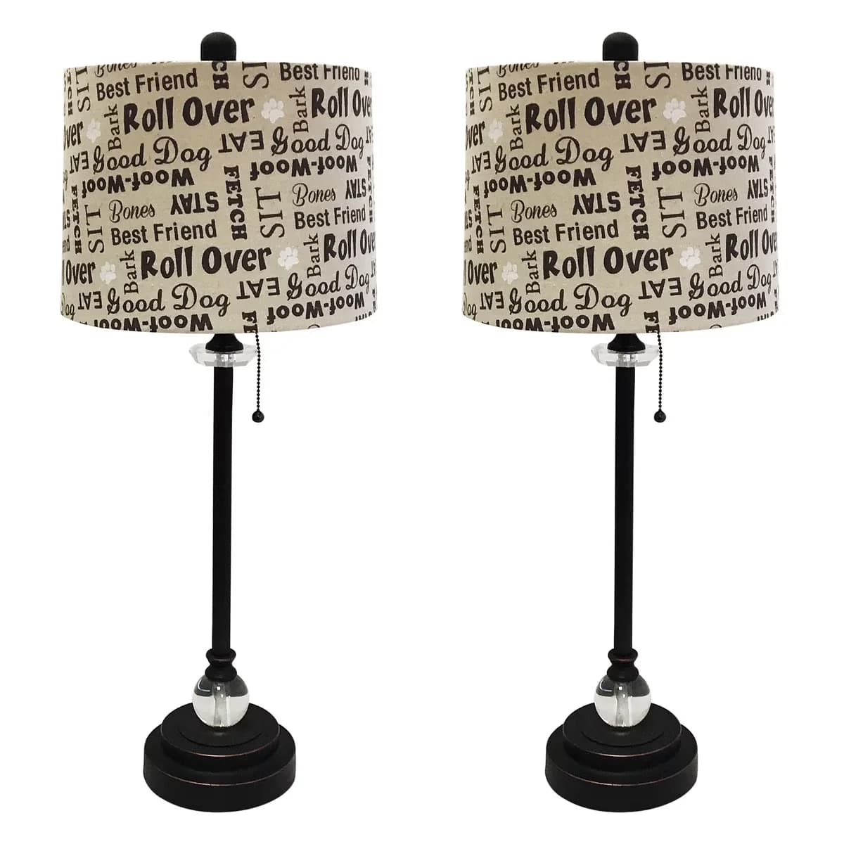 Professional Lamp Set with LED, Easy to use ON/OFF pull-chain socket, of 2 - Nickel,Brass Multicolor Model E7890B