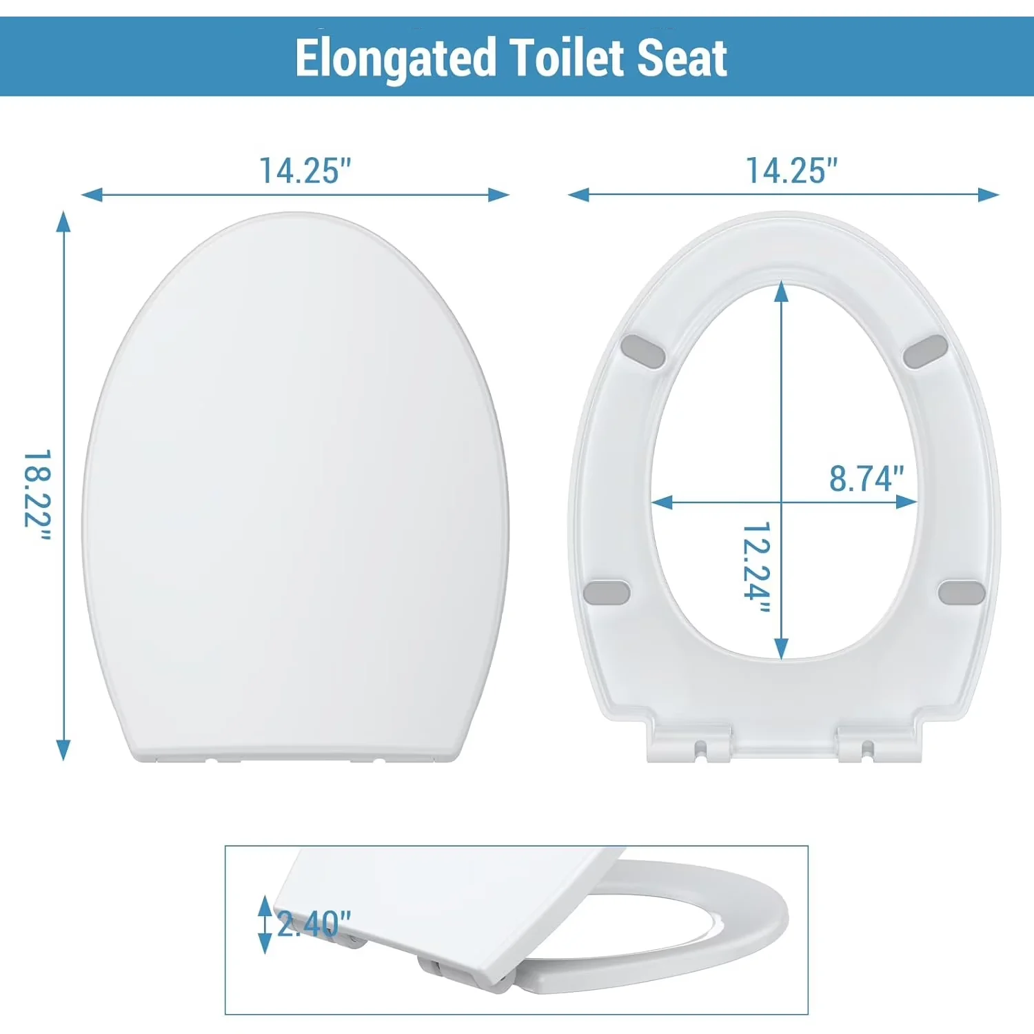 Sleek Toilet Seats And Lid with Magnetic, Size: Round, Elongated - Pp Elongated Model 3698C2