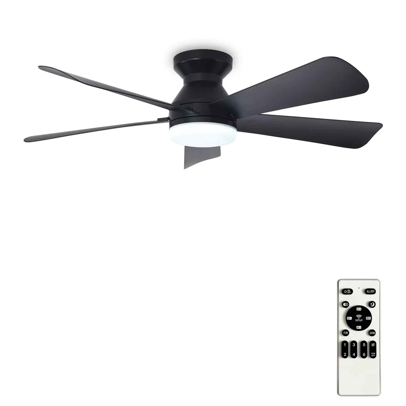 Efficient Ceiling Fan with LED, Energy Efficient, Remote Controlled - Black for Indoor, Outdoor Model 8E9C63