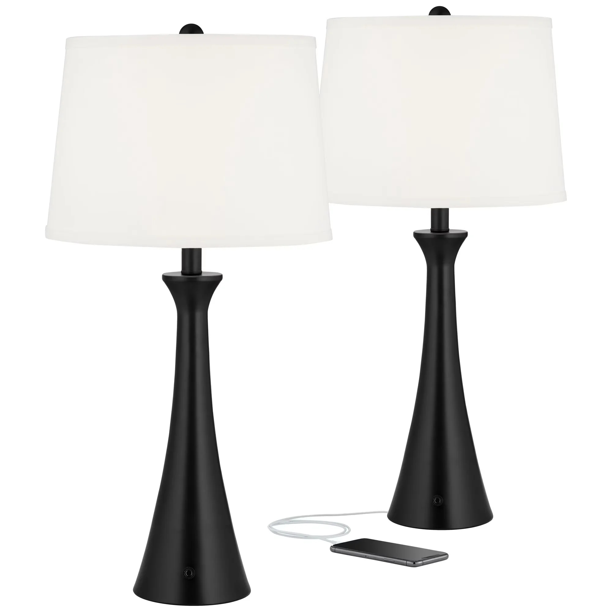 Lamp Set Essential with LED, Modern - Metal Black for Living Room, Bedroom Model BC743F