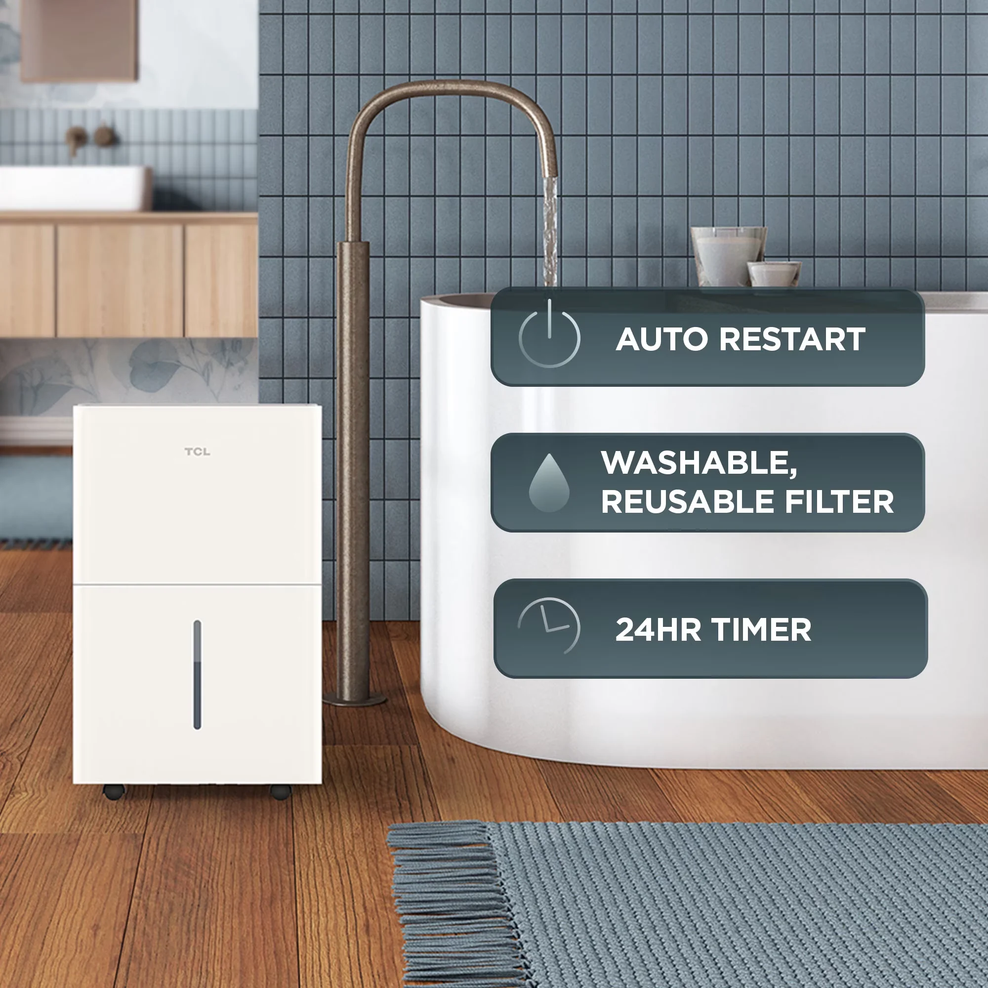Stylish Dehumidifier with Smart Technology Capable, Energy Star Certified - Model 55DDCC