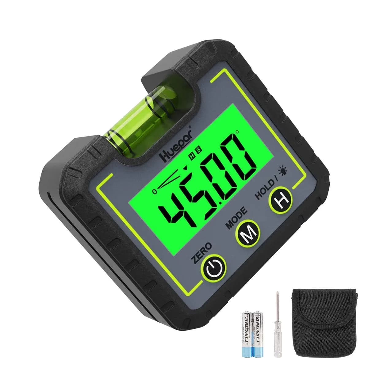 Sleek Measuring Layout with Magnetic, 1 x user manual, Backlight LCD Bevel Gauge Inclinometer - Abs Green Model 9C8928