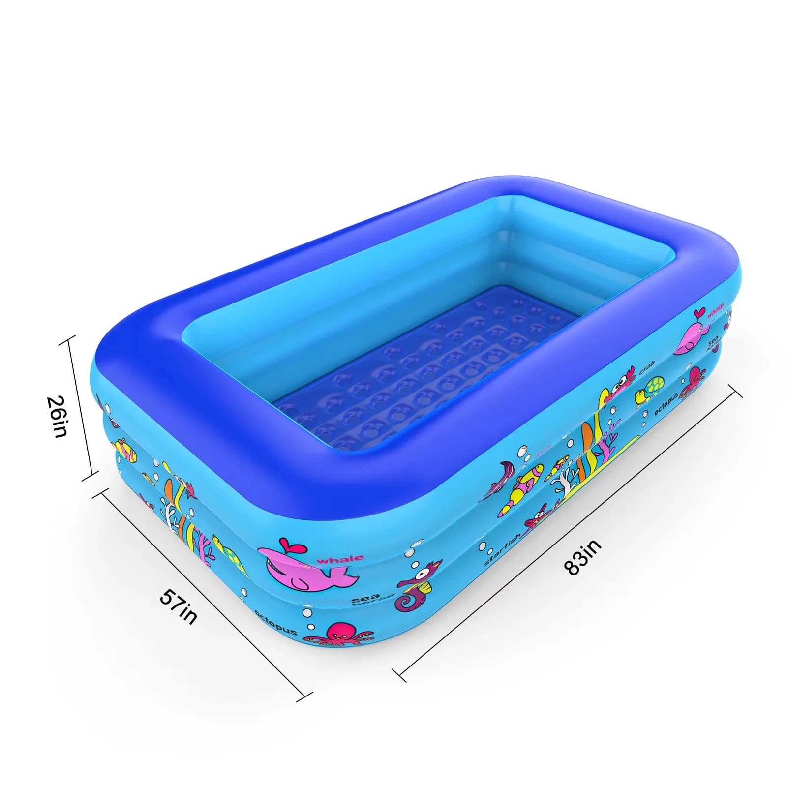 Inflatable Pool Compact with Swimming Rectangular Multicolor, 1 * inflatable swimming pool - Model A05BF6