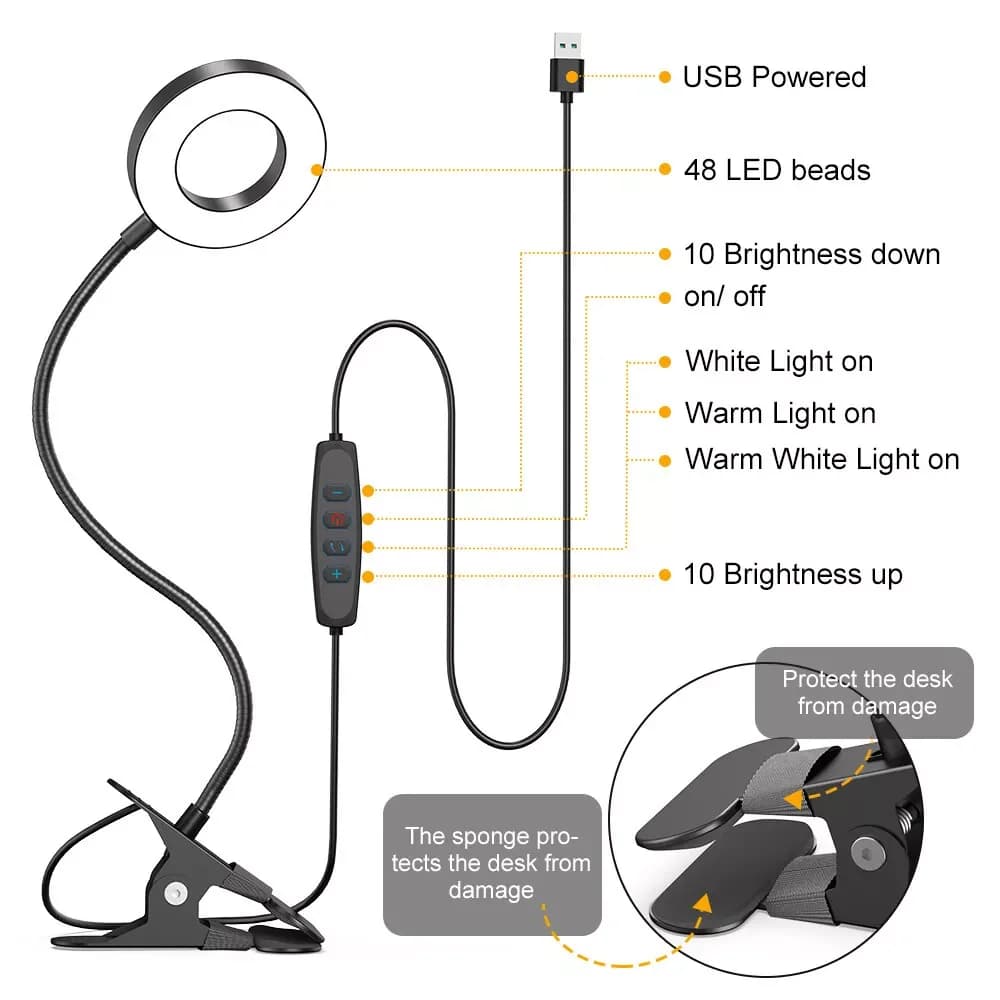 Lamp Sleek with LED, Clip-On Lamps, Easy to use and practical for everyone. - Model DFB1DE
