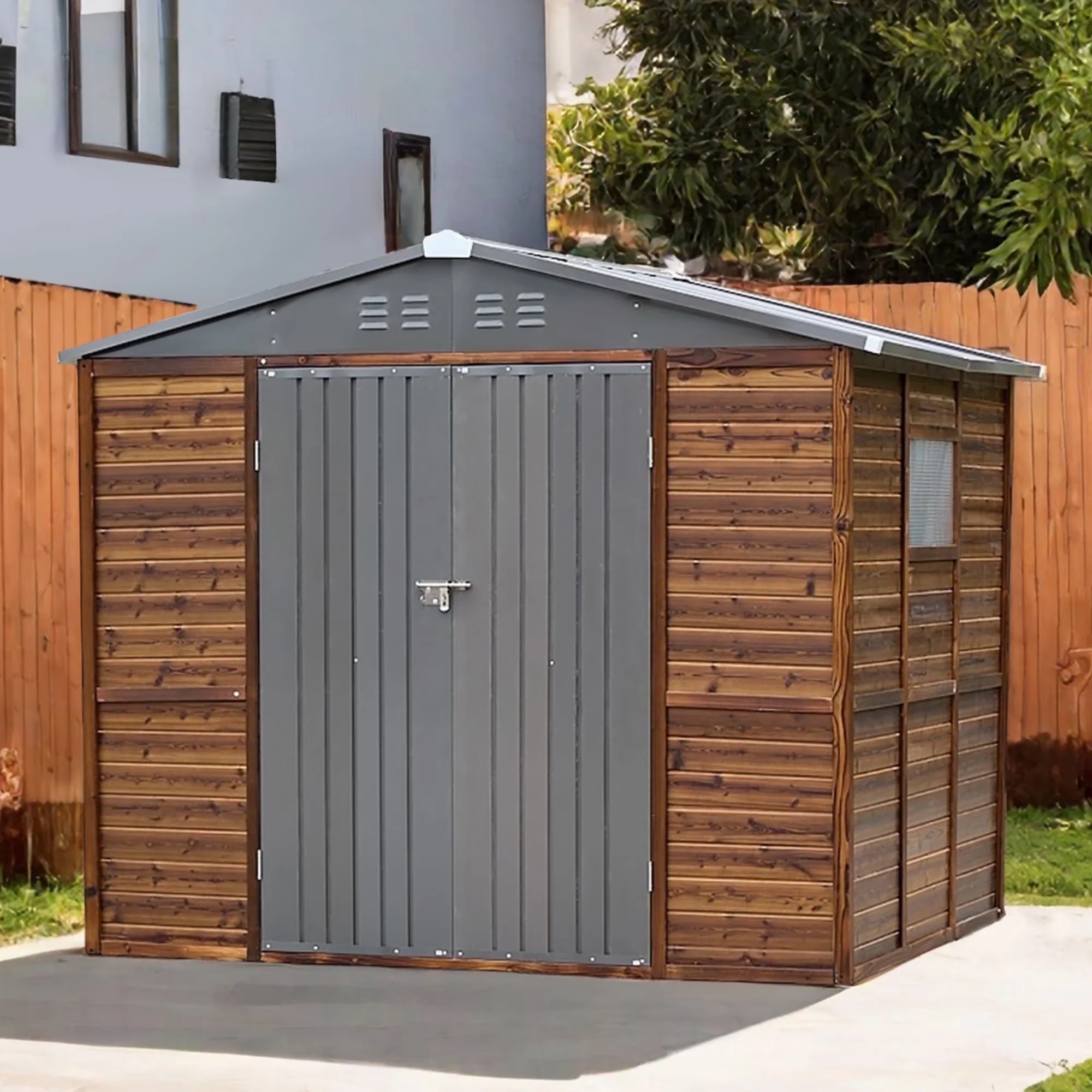 Durable Shed with Lockable Door, Waterproof, Uv Resistant - Wood, Metal Multicolor Model 9DDFCD