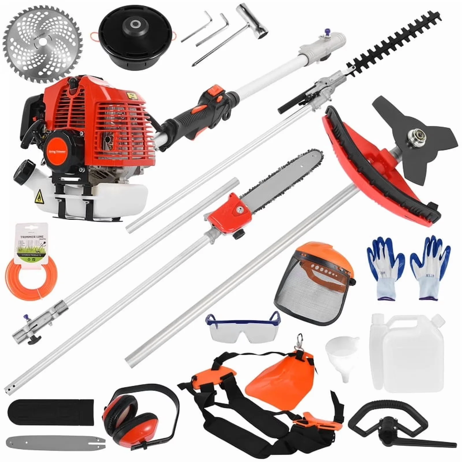 Compact Pole Saw with Attachment Capable, Brush Cutter, Red - Red Powered Model 87EF4A
