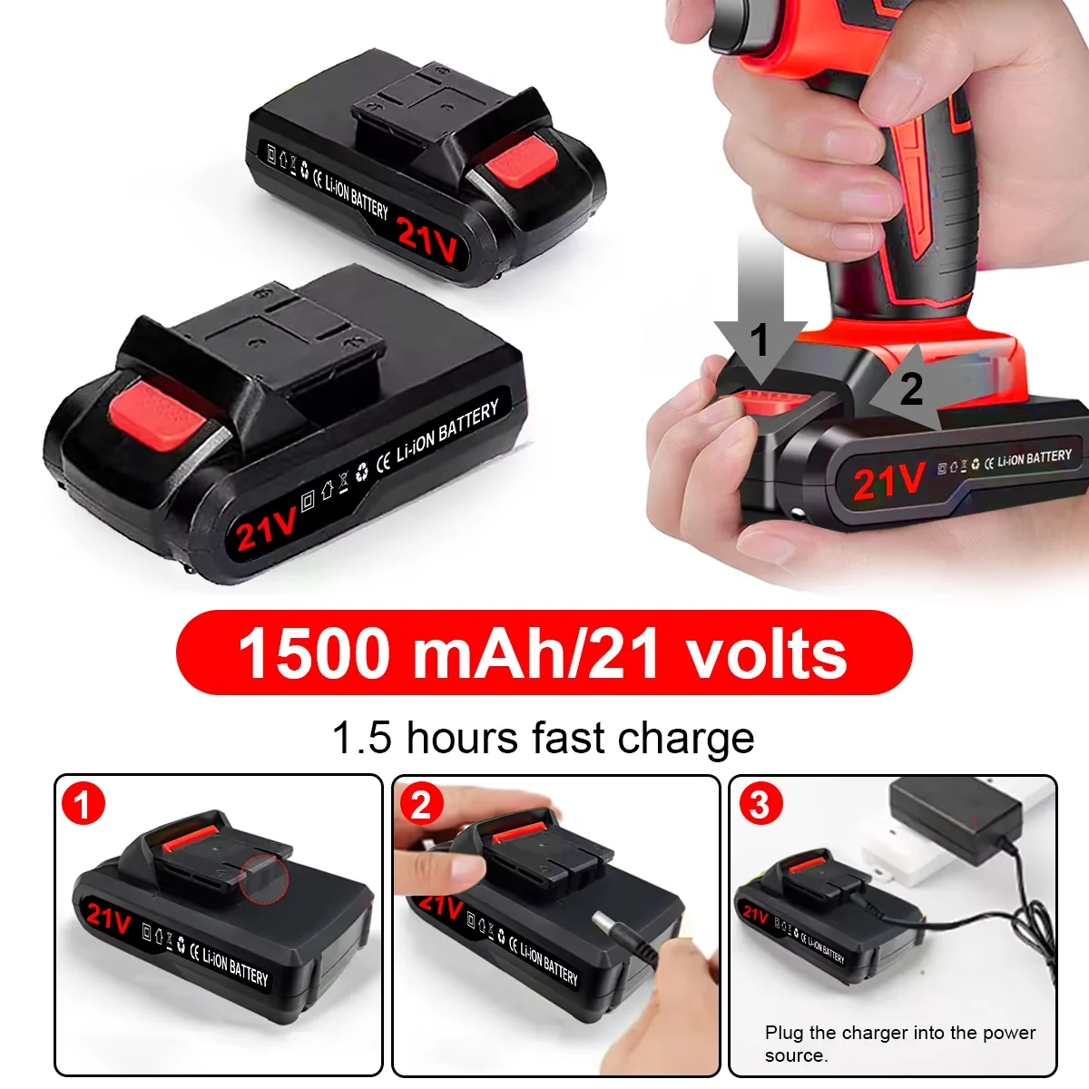 Essential Drills Driver with Battery, 21V, 21V Cordless Drill Set for Everyday Use - Model 46F184