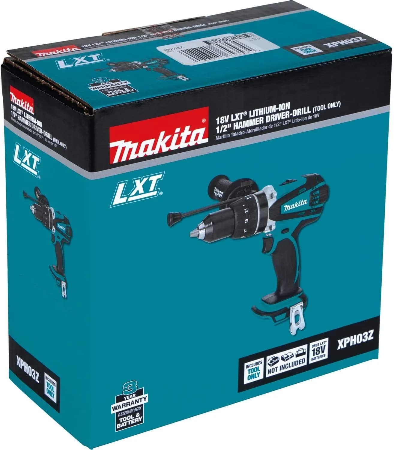 Quality Drills Driver with 18V, Ergonomic Design, Compact Design - Multicolor 1/2 in Model 11978B