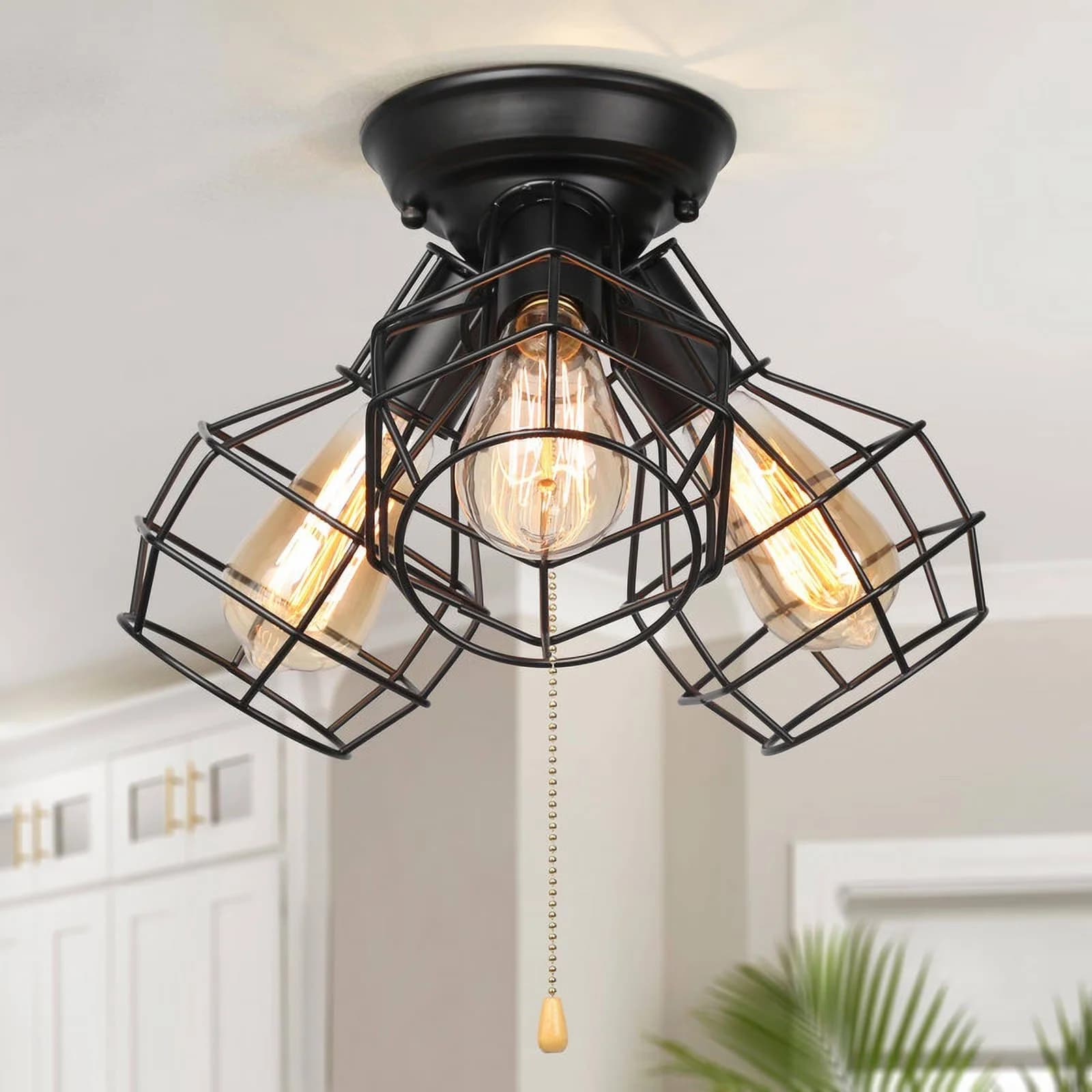 Ceiling Lights Fixture Classic with Incandescent, Dimmable - Black Iron Model 851668