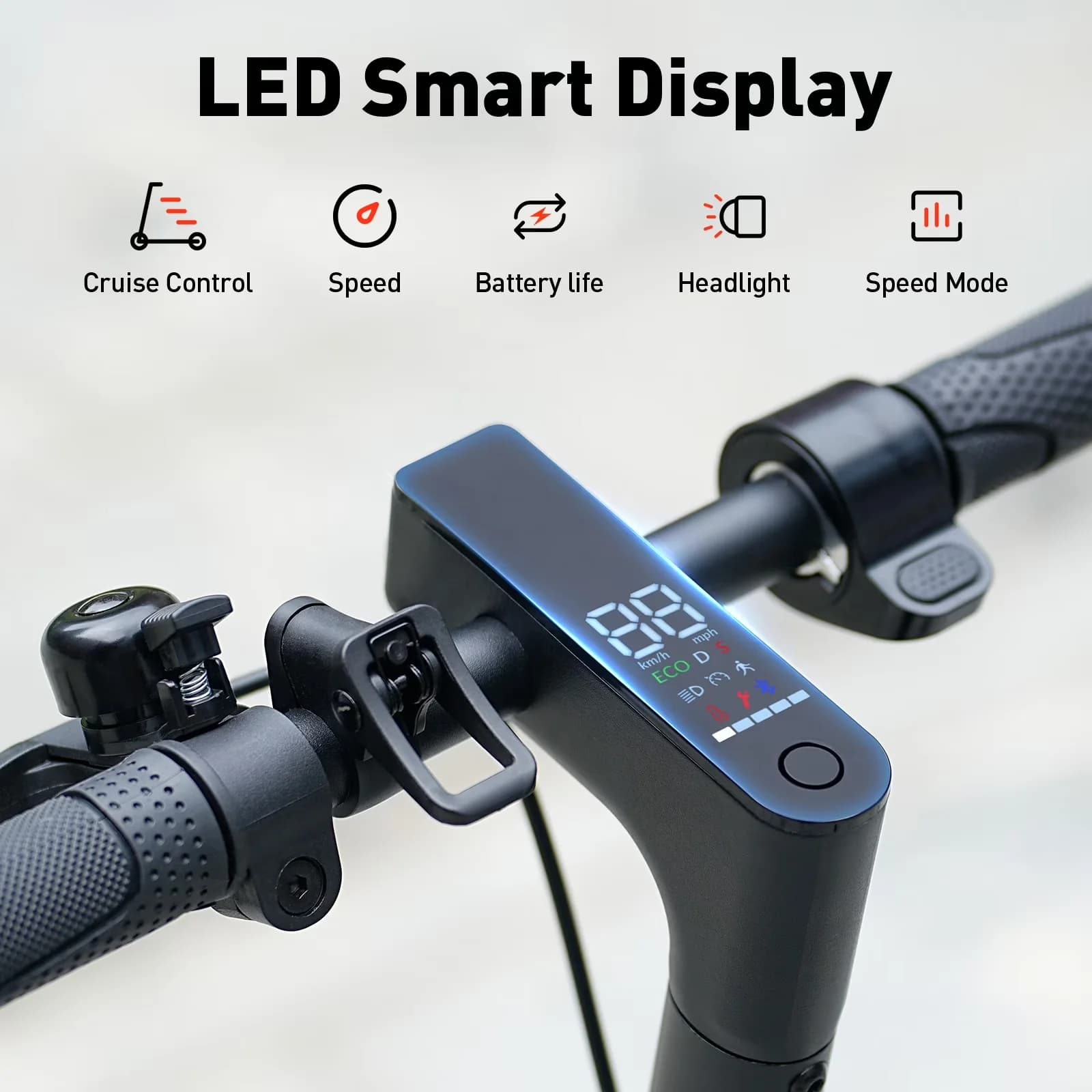 Modern Scooter with LED, Foldable, Electric - Black Aluminum Alloy for Daily Use Model 90751E