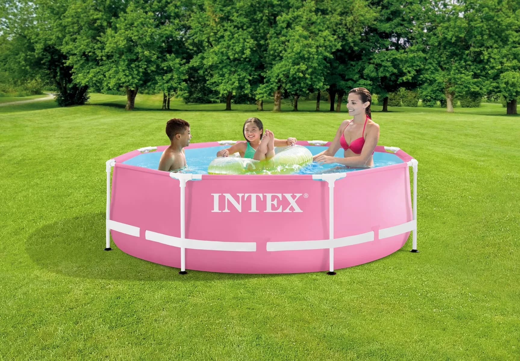 Stylish Above Ground Pool with Puncture Resistant, Max water capacity: 751gal, Pump - Pink Model 9269D4