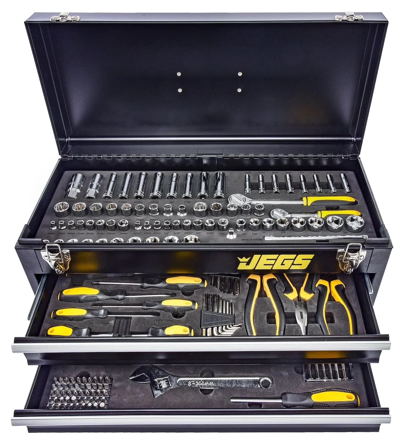 Compact Hand Tool Set with Lockable, Mechanic's Box [170-Piece] - Black Steel Model 512E41