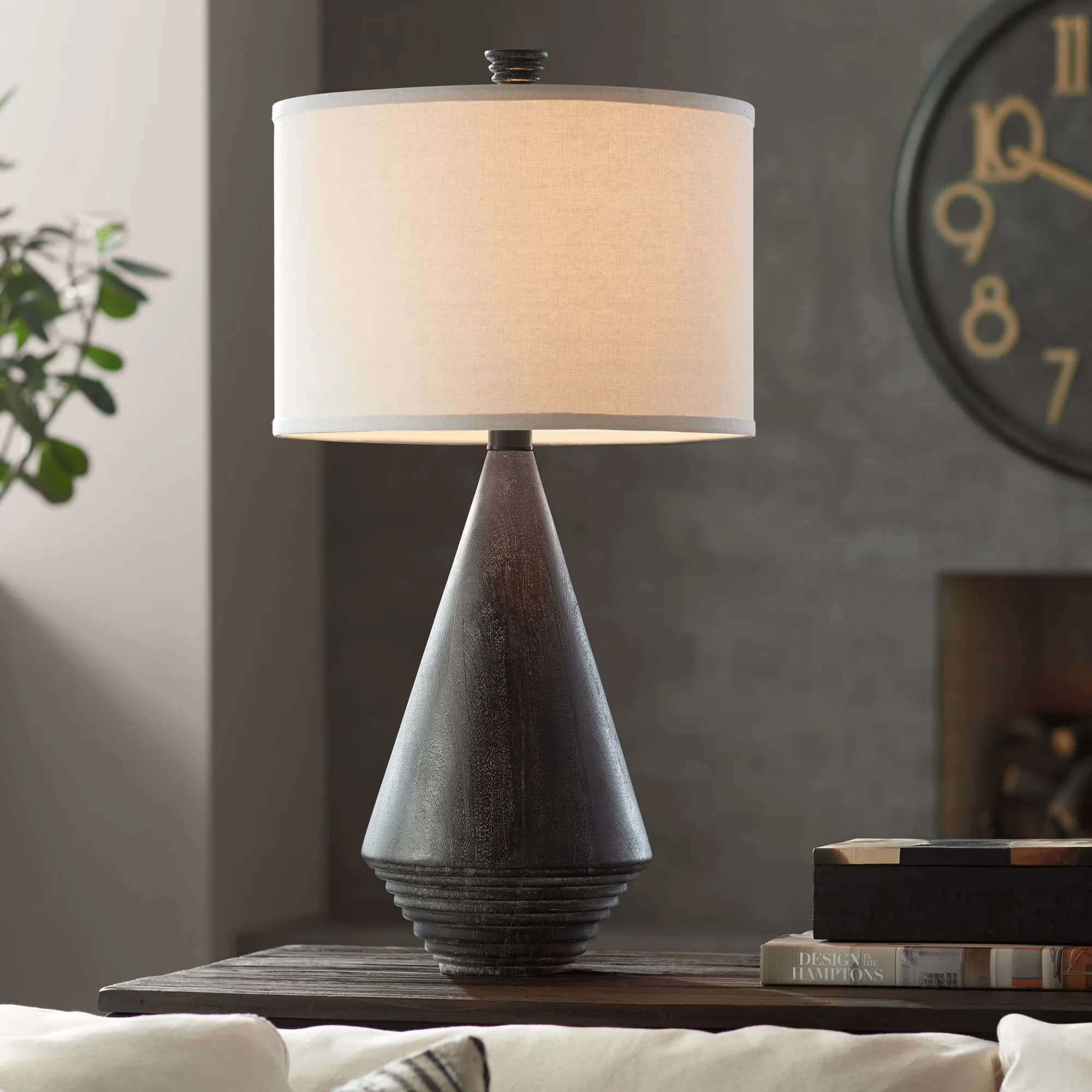 Durable Table Lamp with Incandescent, Contemporary, Transitional - Resin Black Model 3A59C8