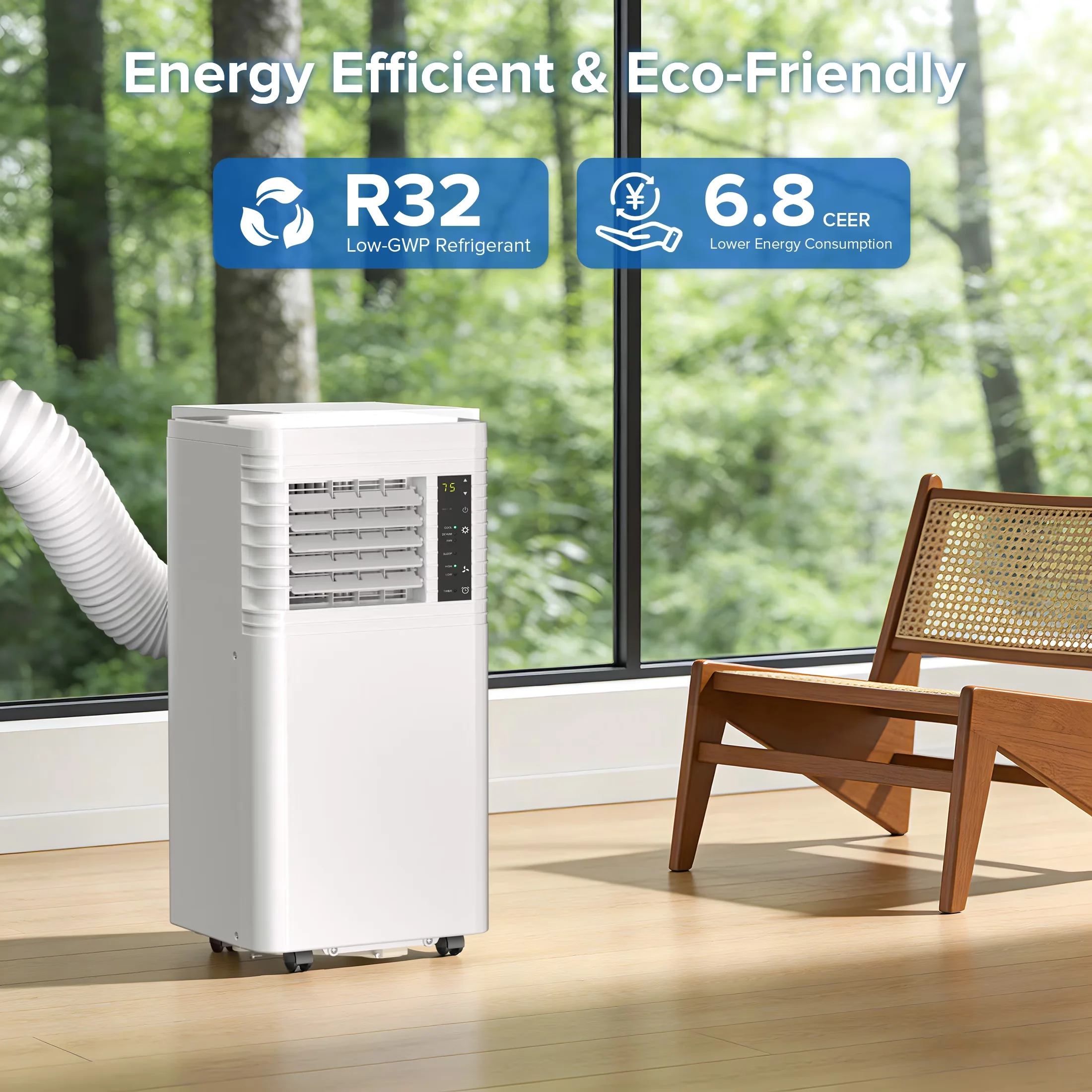 Innovative Air Conditioner with 8000 BTU, Remote Controlled, Energy Efficient - Black Model FCDC92