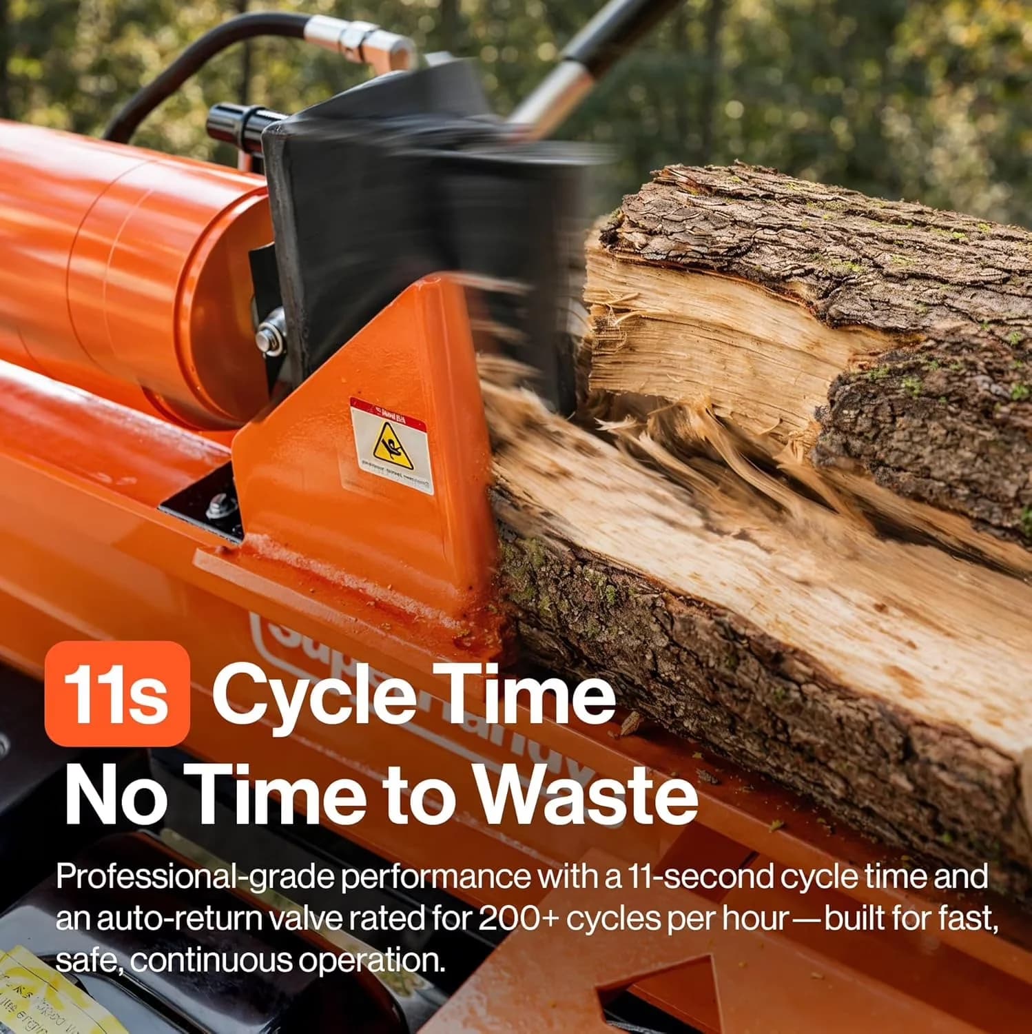 Essential Logsplitter with Wheeled, Gas Powered Log Splitter - Orange - Durable Build Model BD8482