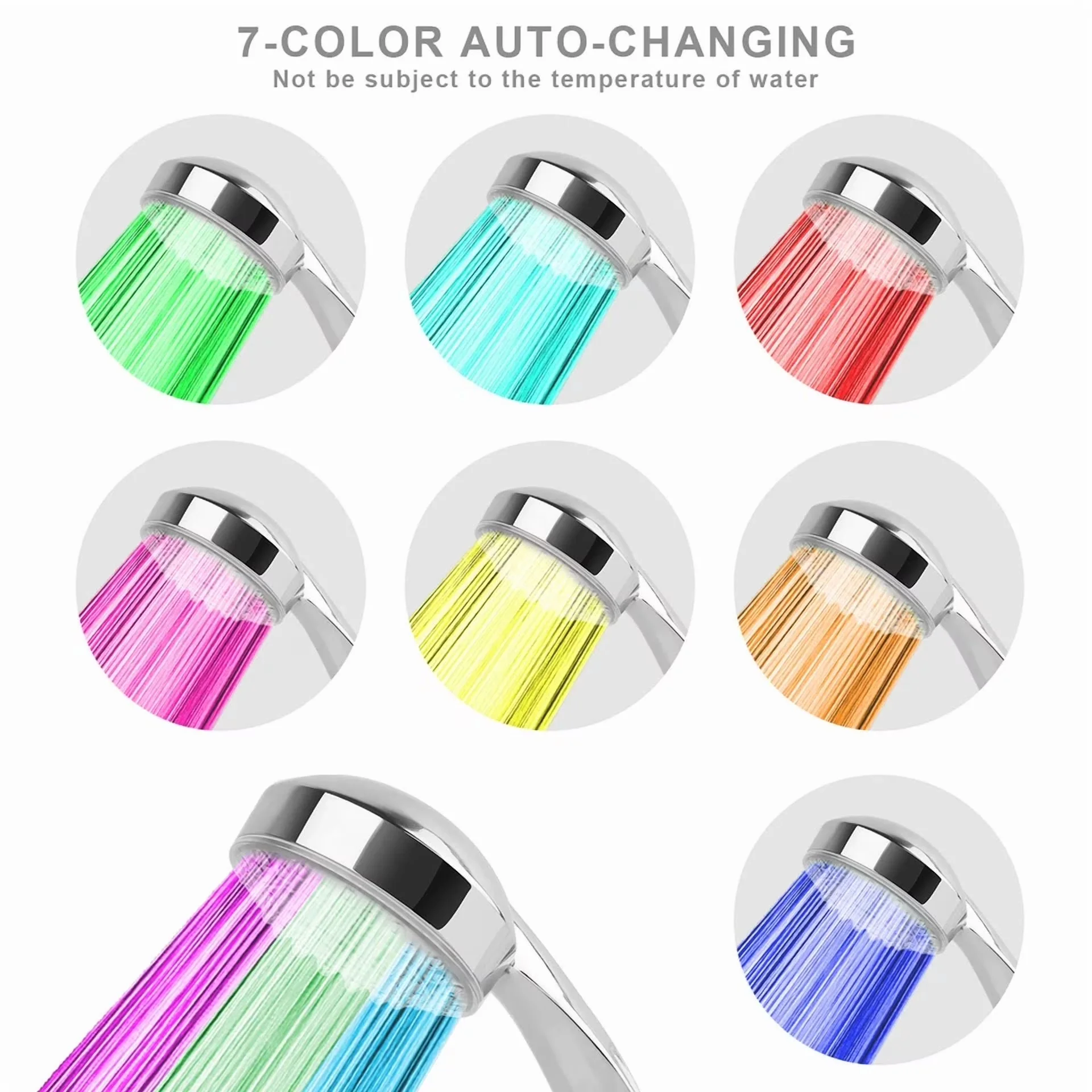 Premium Shower Head with LED - Multicolor Colorful - Satisfaction Guaranteed Model E1E5A7