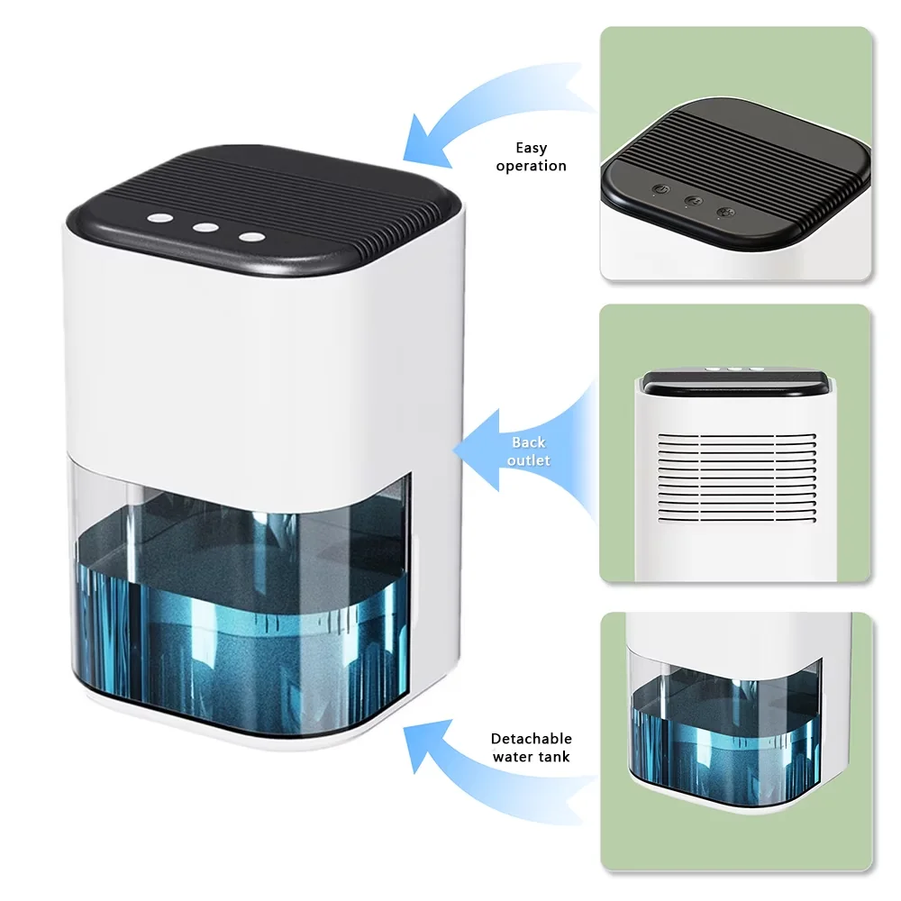 Dehumidifier Modern with LED, Automatic Shut-Off - White for Home - Heavy Duty Model 97B2FC