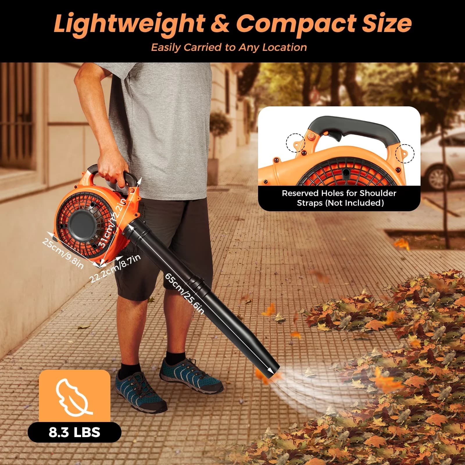 Quality Leaf Blower with 750W, 25.4CC 2-Stroke Gas, Handheld Gas 750W/7500rpm - Model 960DE2