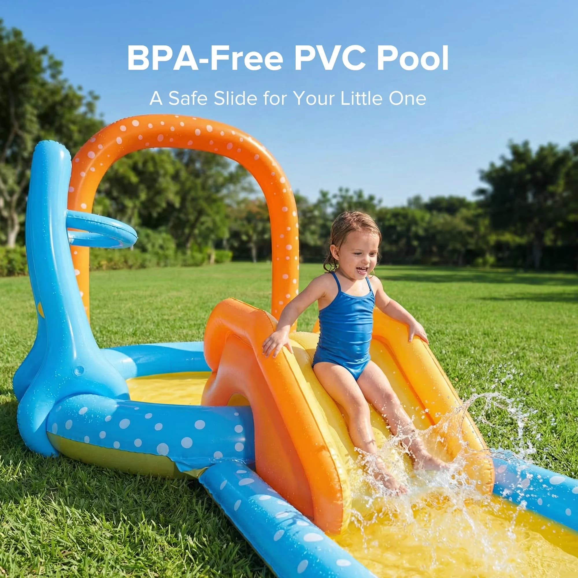 Inflatable Pool Sleek with Uv Resistant, Rectangular Swimming - Residential Grade Model 9AB3D7
