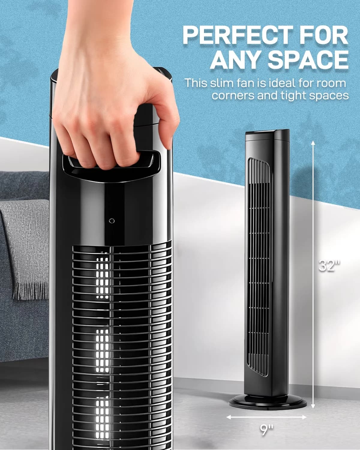 Fans In Cooling Innovative with Adjustable, Oscillating, Portable Floor Fan - Black Plastic for Home Office, Bedroom Model D0C9C8