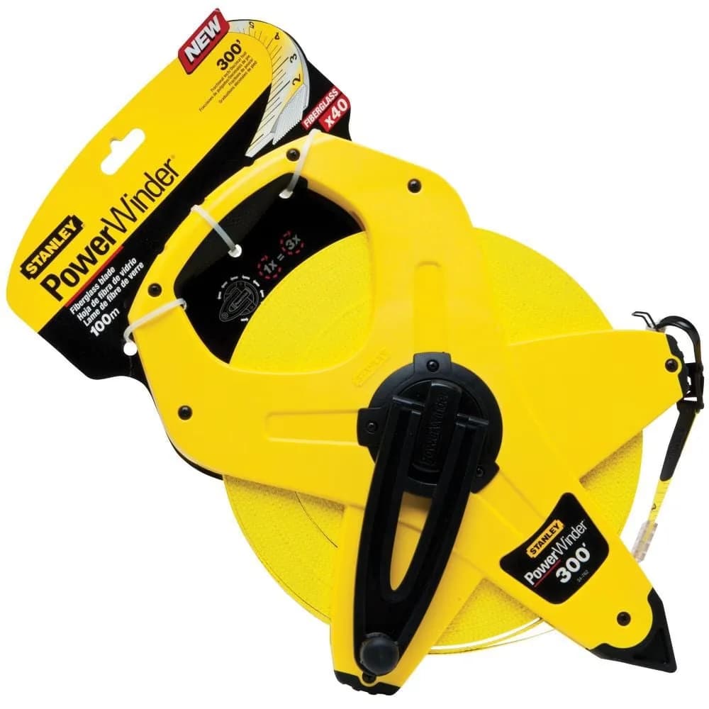 Modern Measuring Layout with Durable, Reinforced blade end for long life, End loop for easy pulling and anchoring - Fiberglass Yellow Model 96DE9A