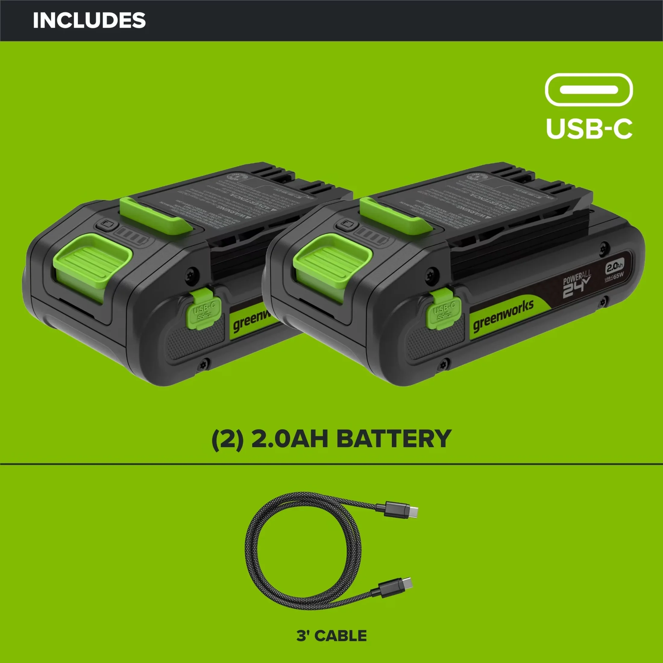Sleek Power Tool with 24V, 2.0 Ah Batteries, Cable - Long-Lasting Performance Model 001A33