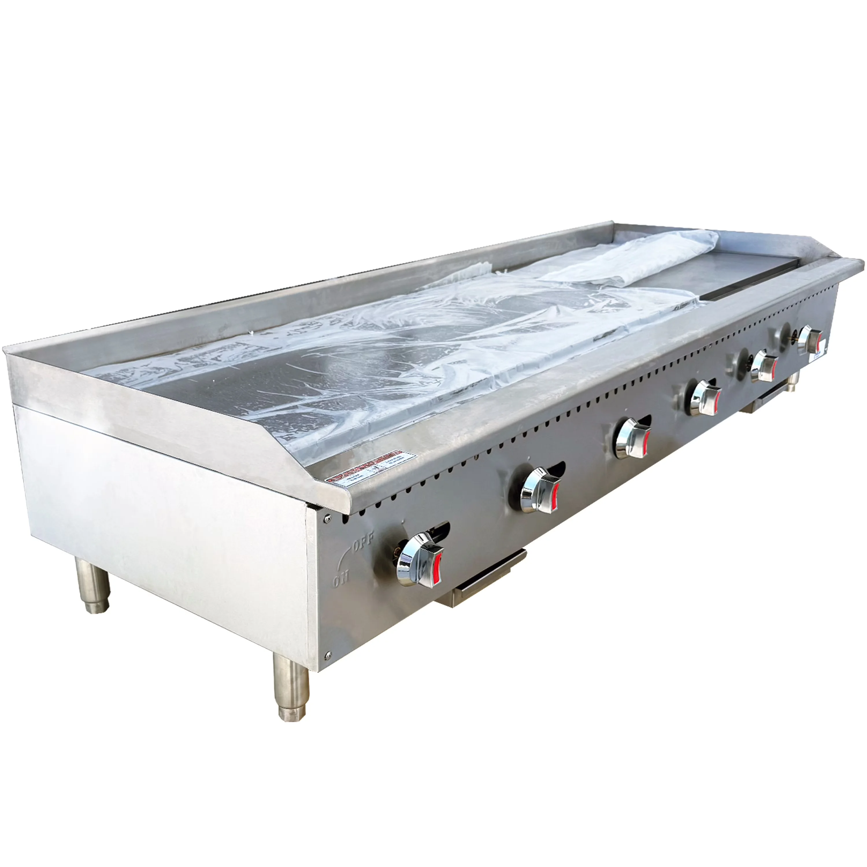 Durable Flat Top Grill with 180000 BTU, Stainless Steel, 6 Burners - Silver Stainless Steel Model 3F6962