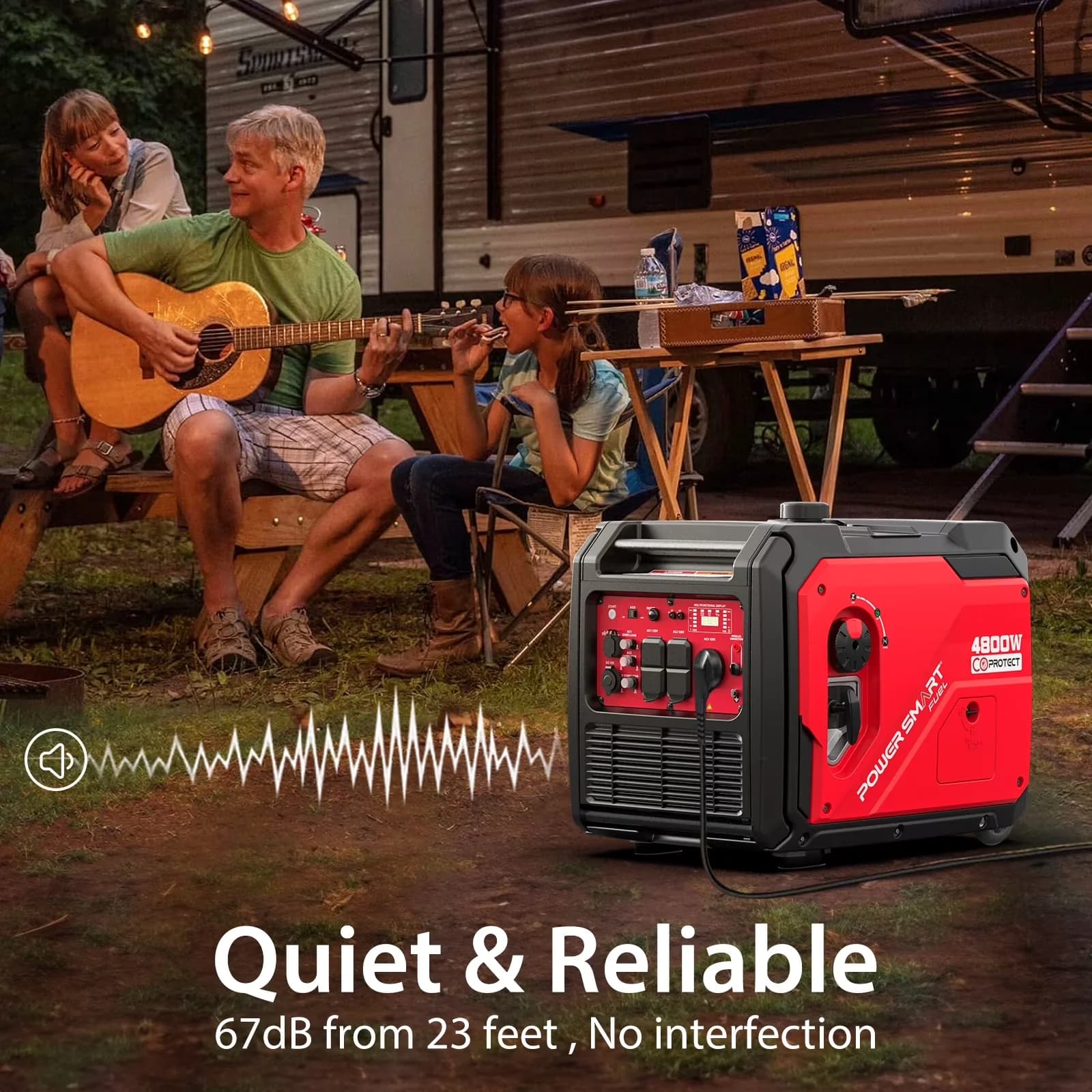 Generator Compact with 4800W, Low Oil Shutdown, Wheels for Outdoor - Low Maintenance Model BA44FF