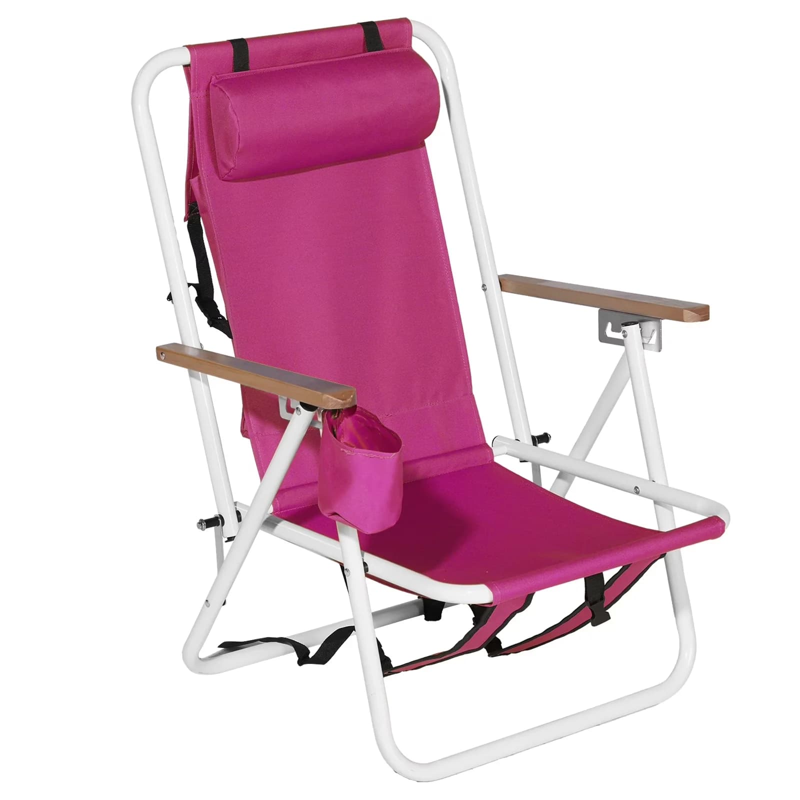 Reliable Beach Chair with Adjustable, Water-Resistant - Pink for Camping, Travel Model 836A88