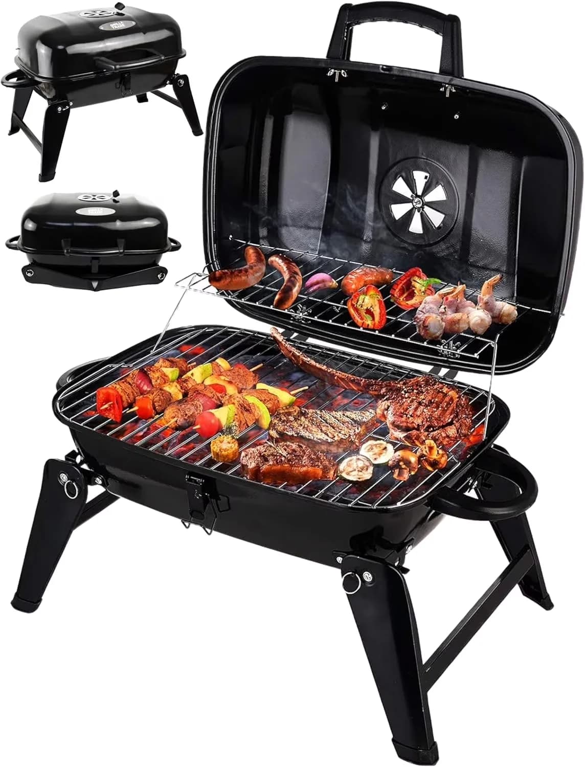 Flat Top Grill Stylish with Portable, Foldable - Stainless Steel Black for Camping, Outdoor Model 8CC2CC