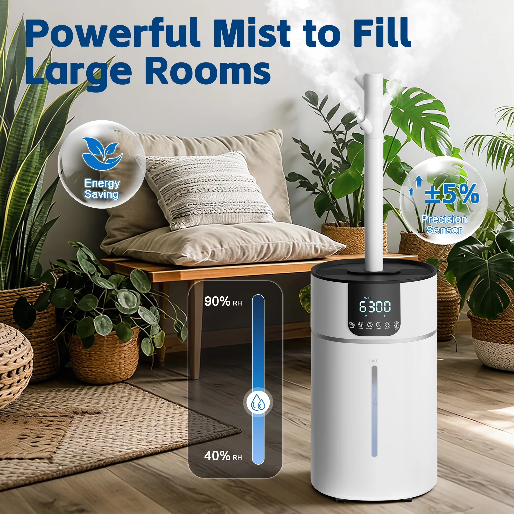 Humidifier Quality with Empty Tank Indicator, Water Level Indicator - White Model A1CBD6