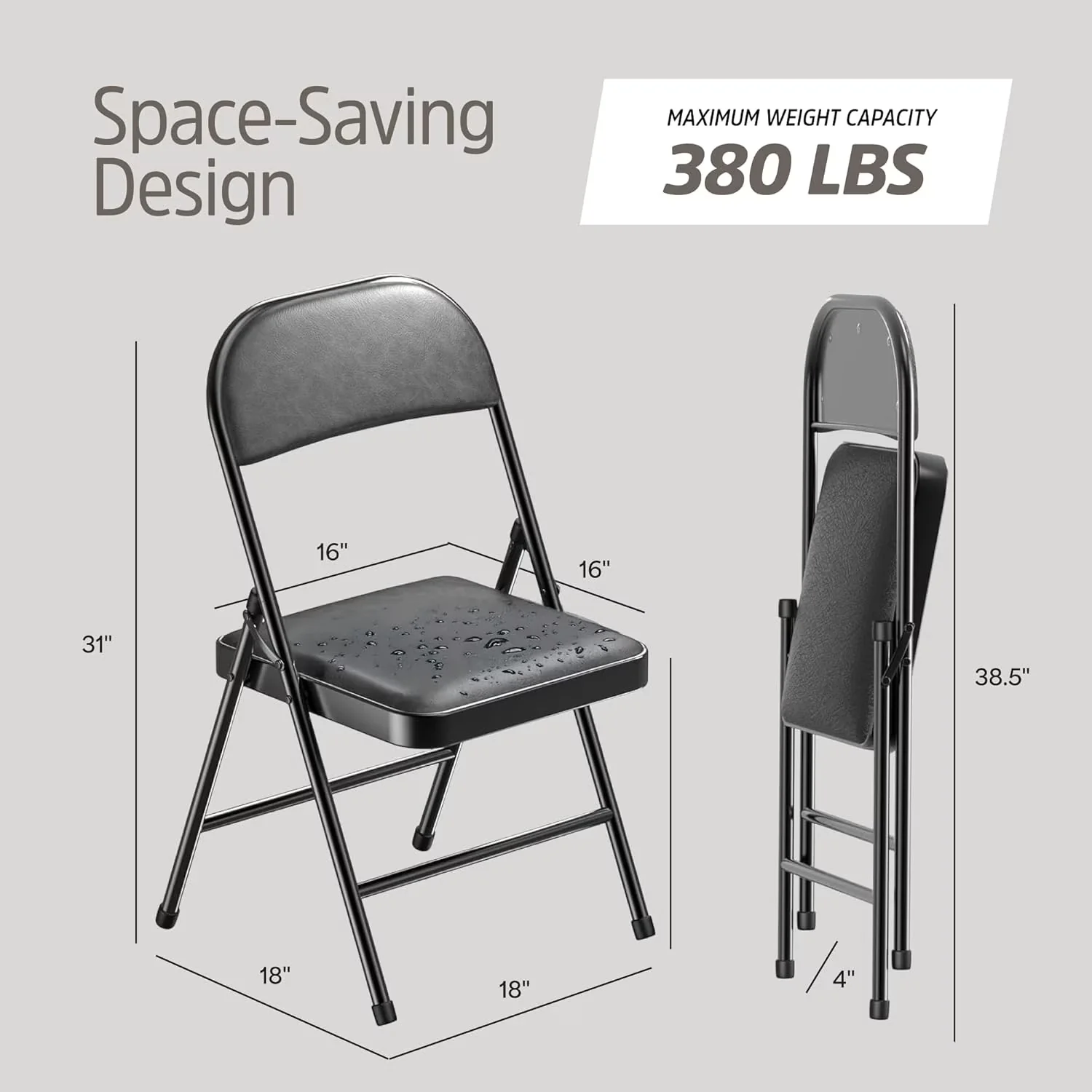 Sleek Patio Chair with Storage, Heavy-Duty Steel Frame - Black for Home, Office Model 45A4B7