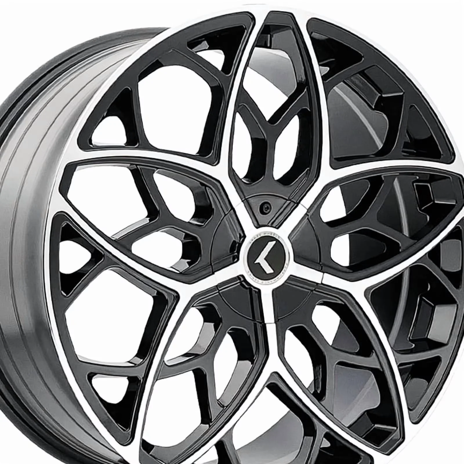 Quality Wheels And Rim with Model: RICOCHET, Ricochet 22x8.5 5-112/5-114.3 72.62 38 - Gloss Black Machined Model FADB81