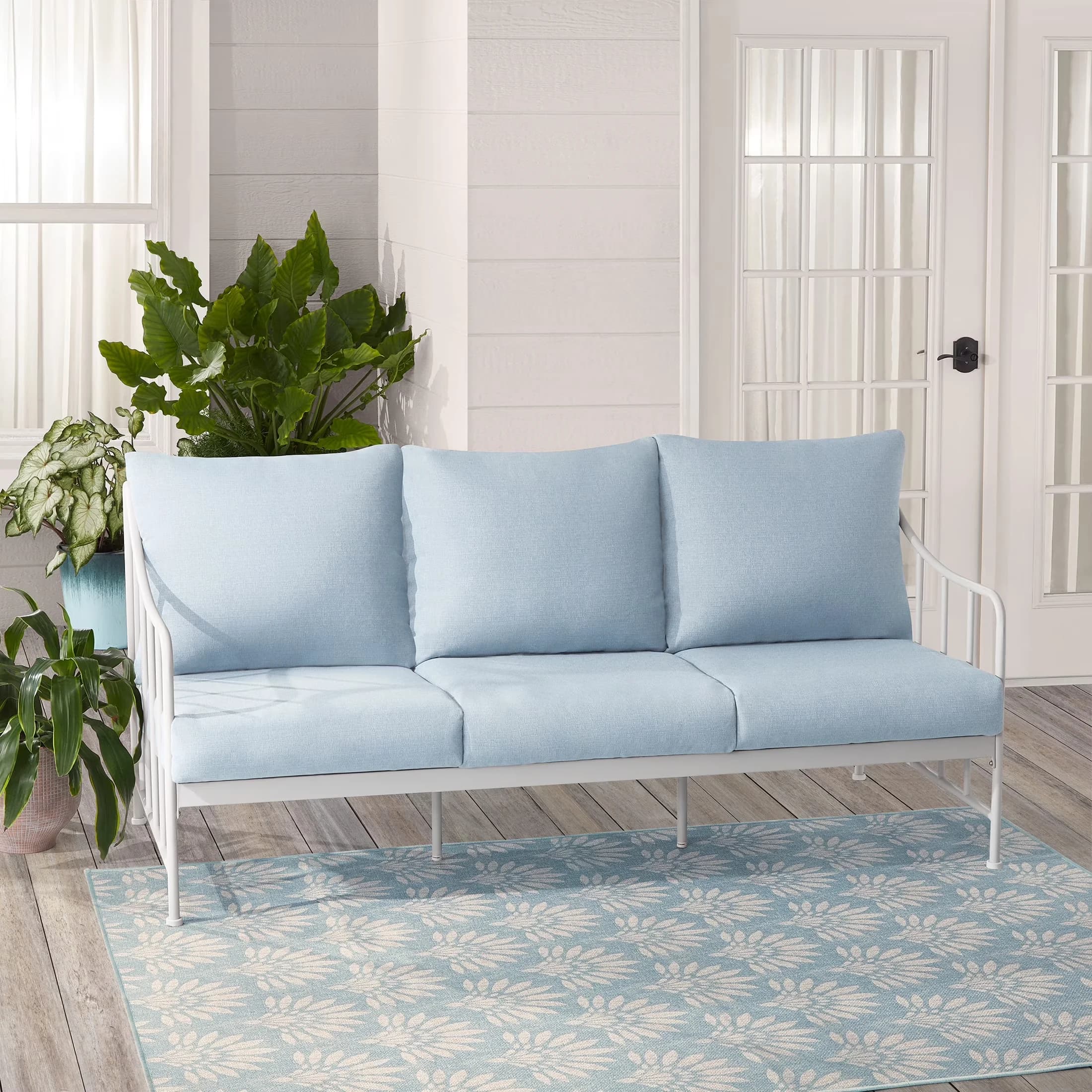 Compact Outdoor Sofas Sectional with Weather-Resistant, Rust Resistant - Blue Model C8D840