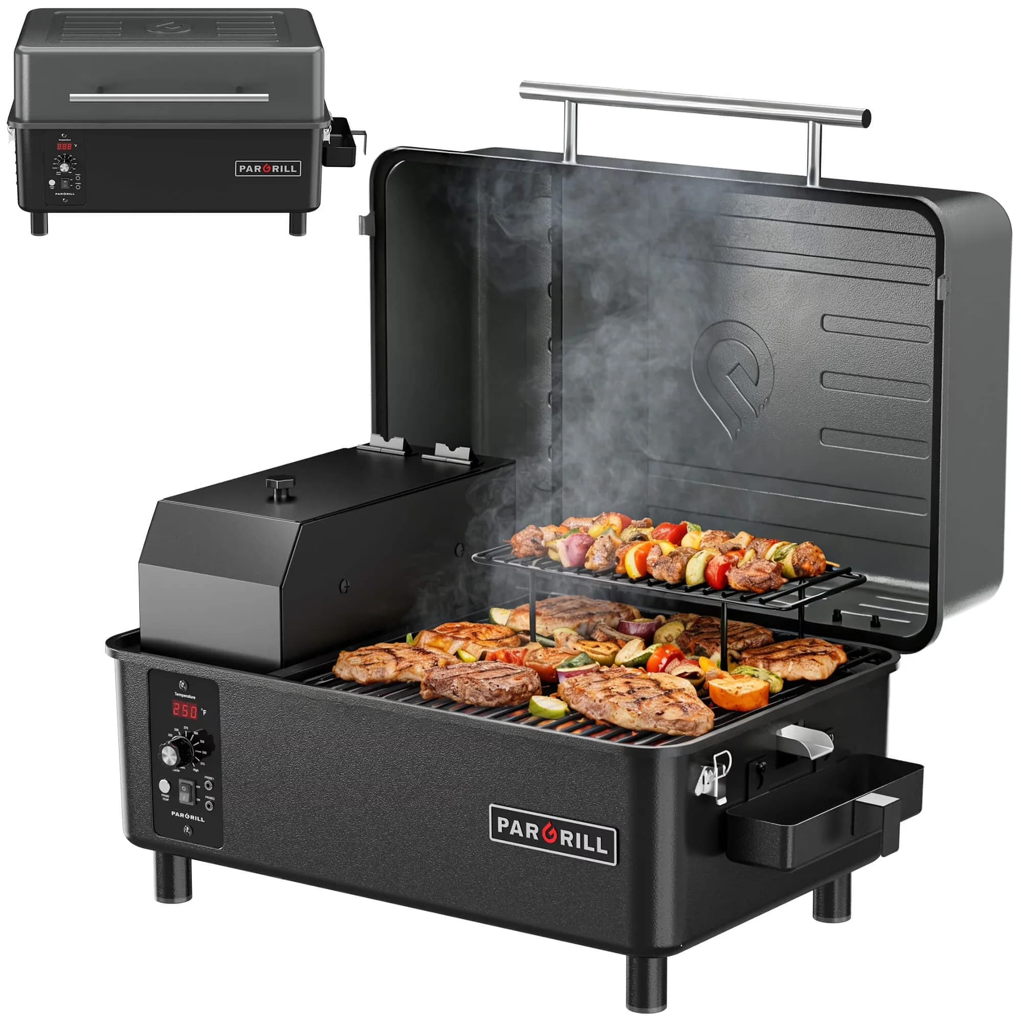 Essential Charcoal Grill with Digital Temperature Control, Digital Control - Black Steel for Camping, Patio Model 54744C