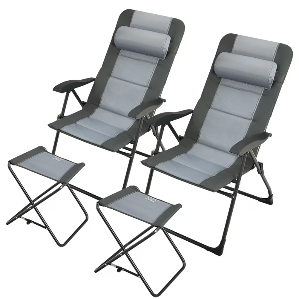 Beach Chair Modern with Folding, Adjustable, Gray - Gray 2 Pack - Compact and Portable Model 090871