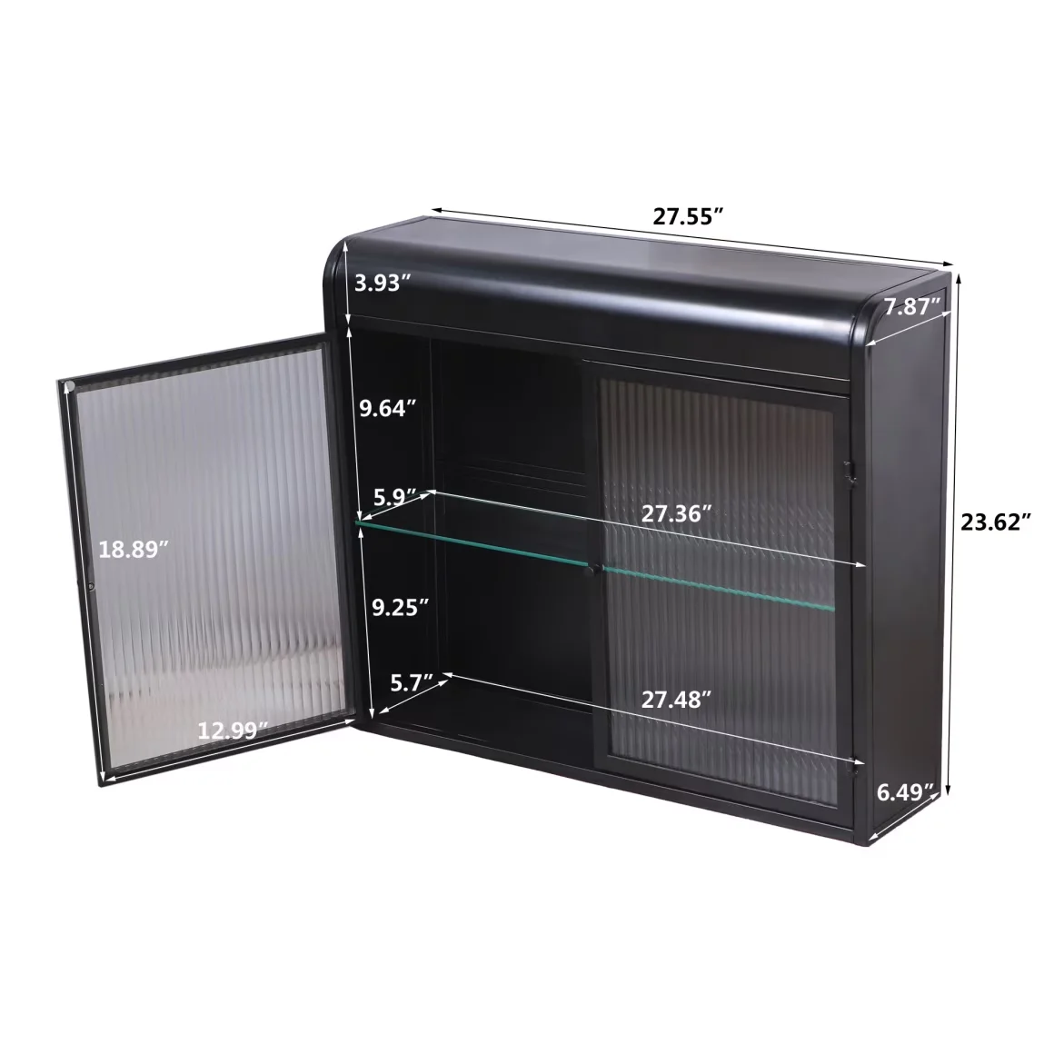 Kitchen Renovation Durable with Adjustable Shelves, Art Deco - Steel,Tempered Glass Antique Black Model 00EF7E