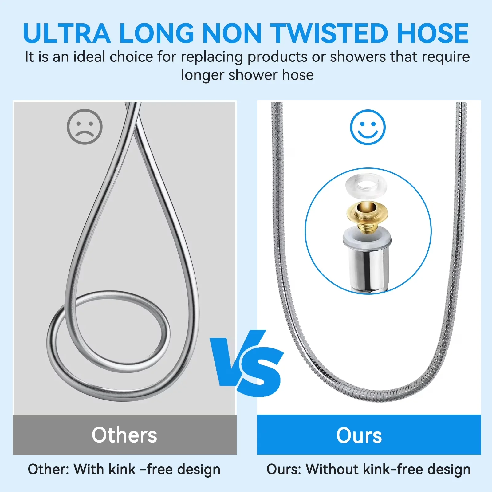 Durable Shower Head with Handheld, Flexible, High Pressure - Stainless Steel Chrome Model 3992B8