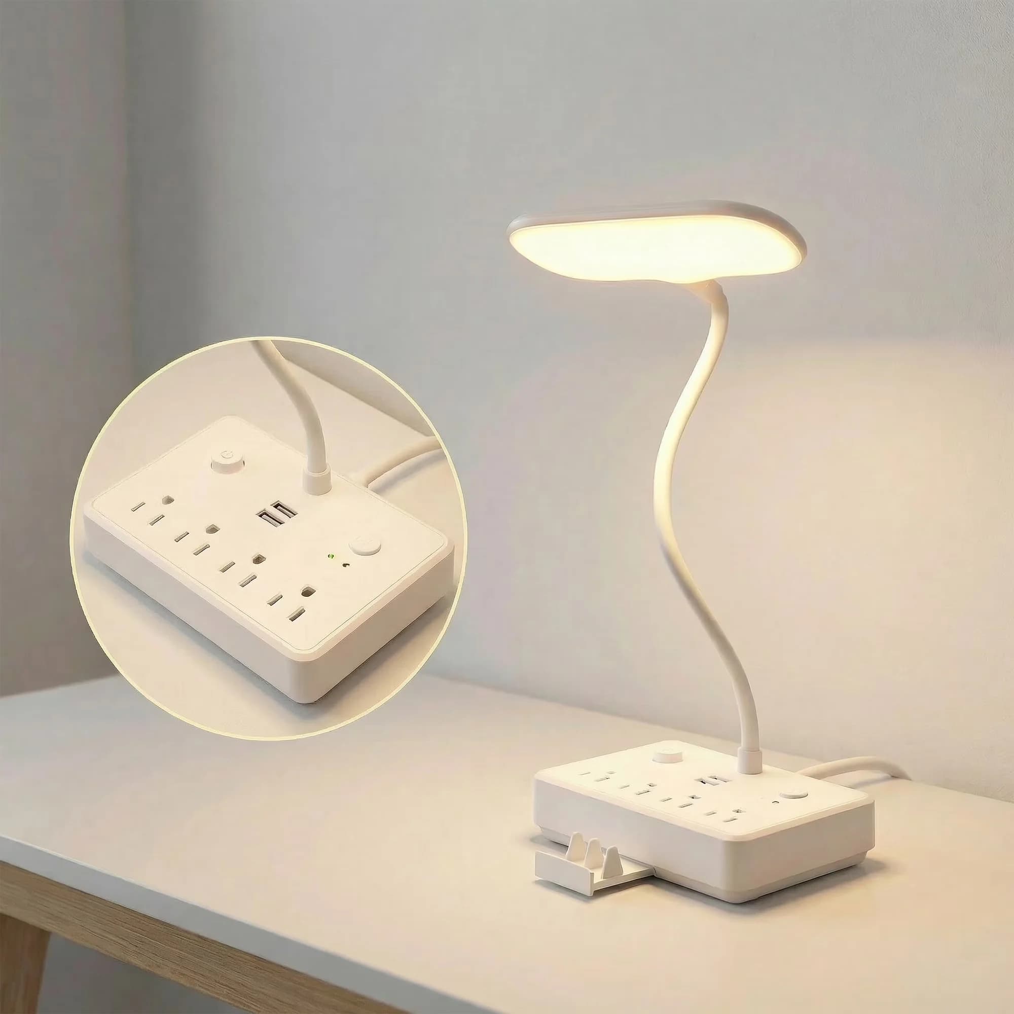 Modern Desk Lamp with LED, Modern, Dimmable - White for Home Office, Dorm Model C3B2BE