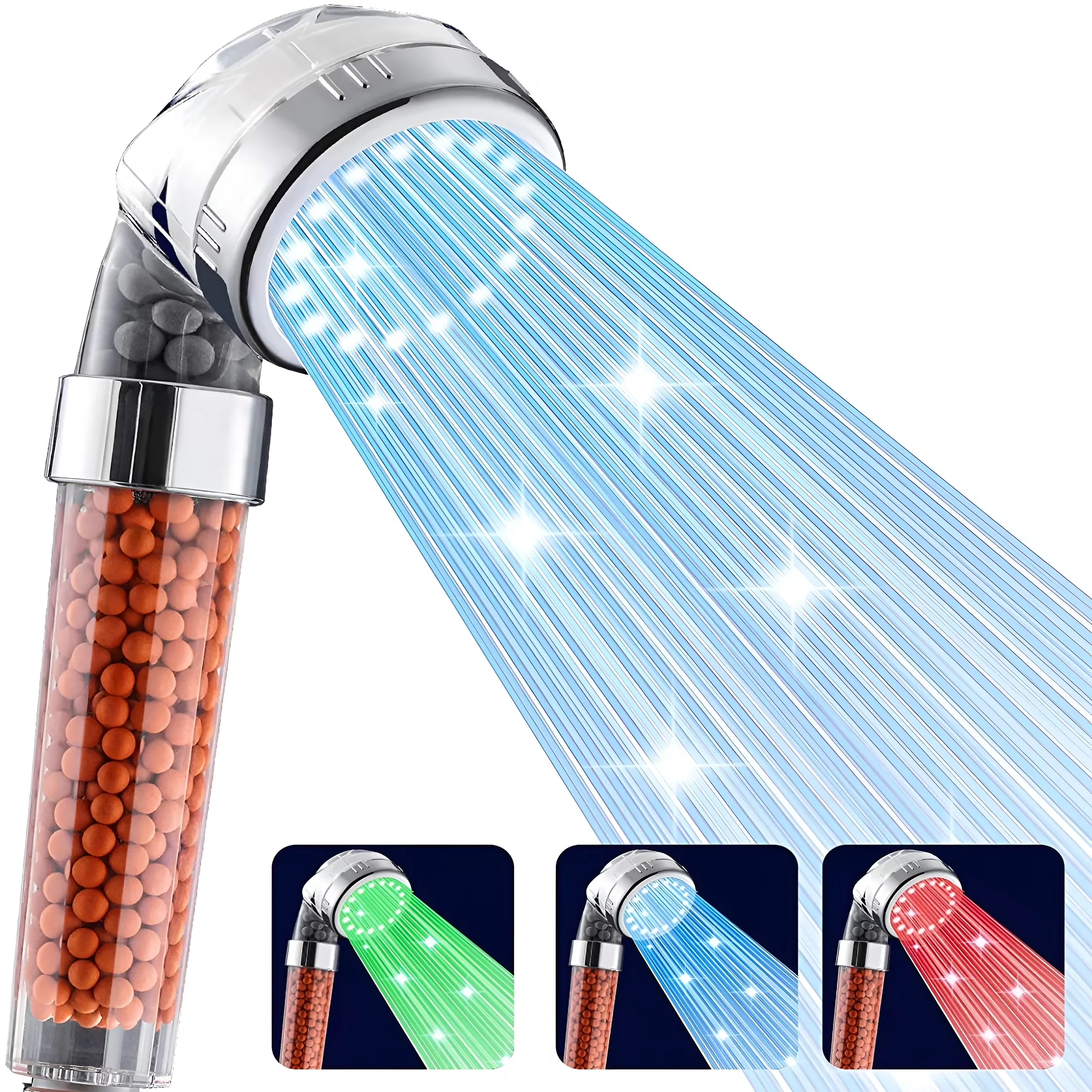 Versatile Shower Head with LED, Handheld, High Pressure Handheld - Multicolor Abs Model 37CAB9