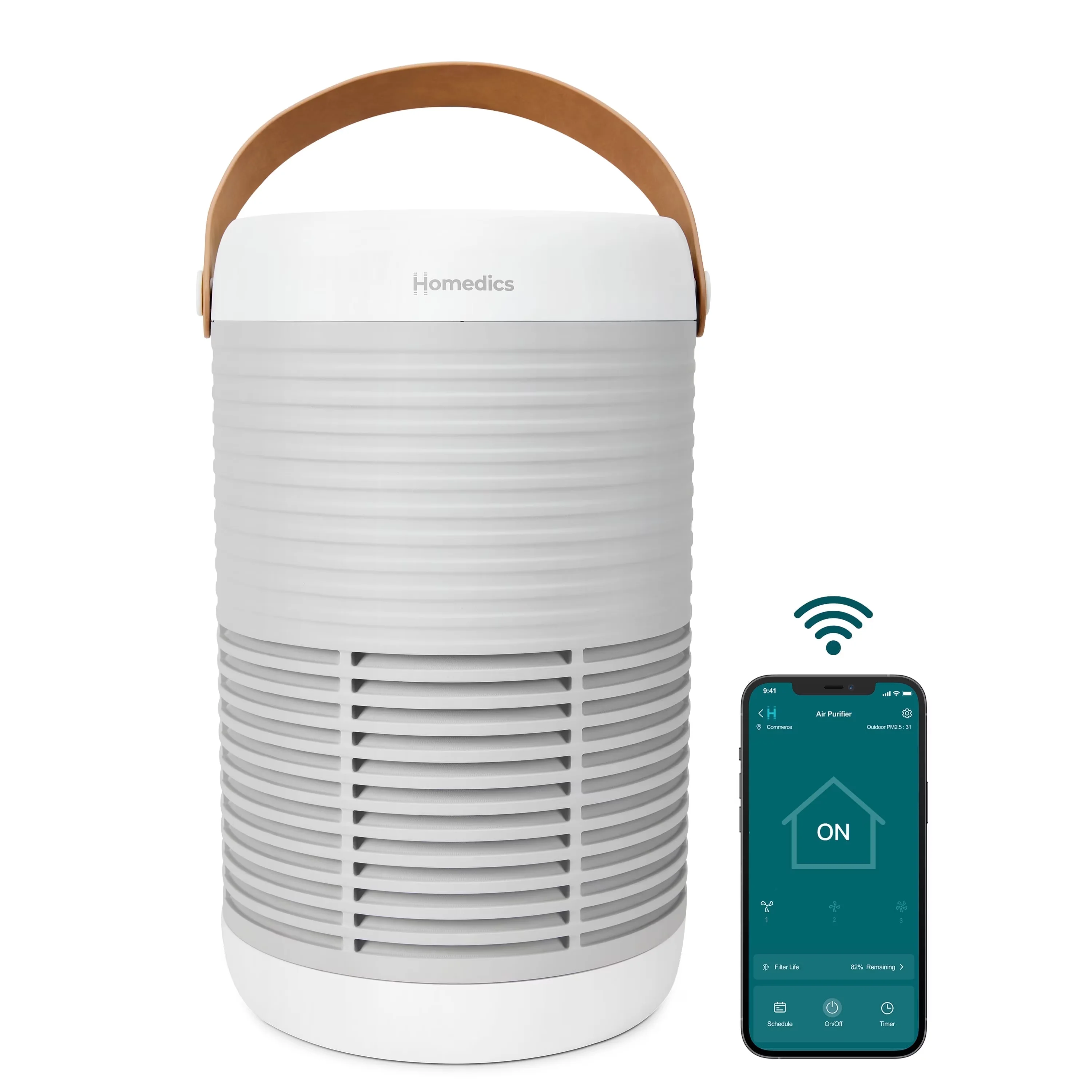 Modern Air Purifier with Smart Technology Capable, Medium Rooms, Odors - Gray Model 7DE652