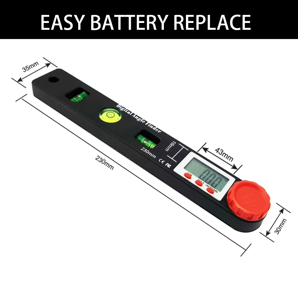 Measuring Layout Quality with Eco-Friendly, Easy-To-Use, Digital Angle Finder Protractor - Black Abs Model FDF430