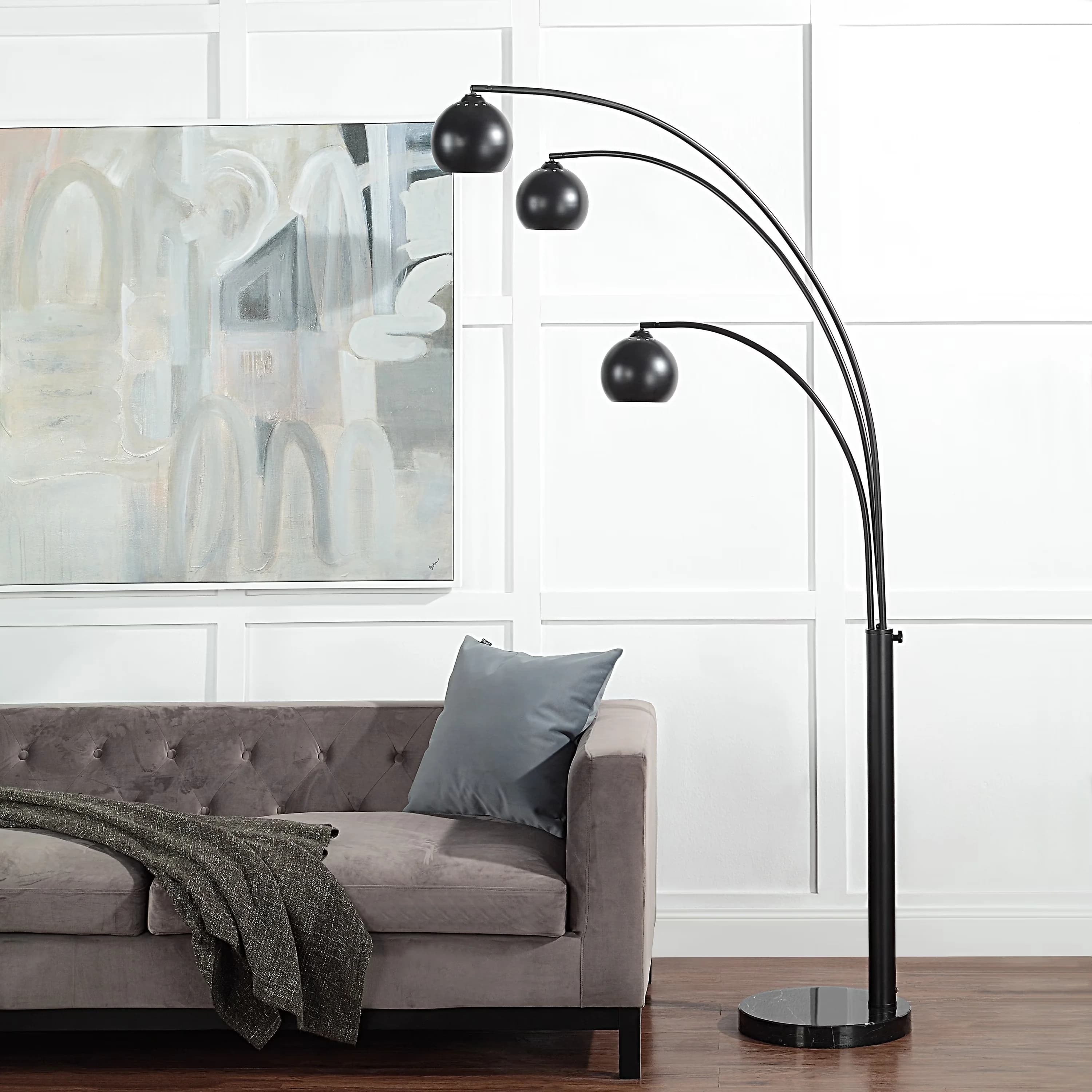 Floor Lamp Professional with Contemporary, Modern, Folia 84" Tall Matte Black - Black Iron Model 149F8C